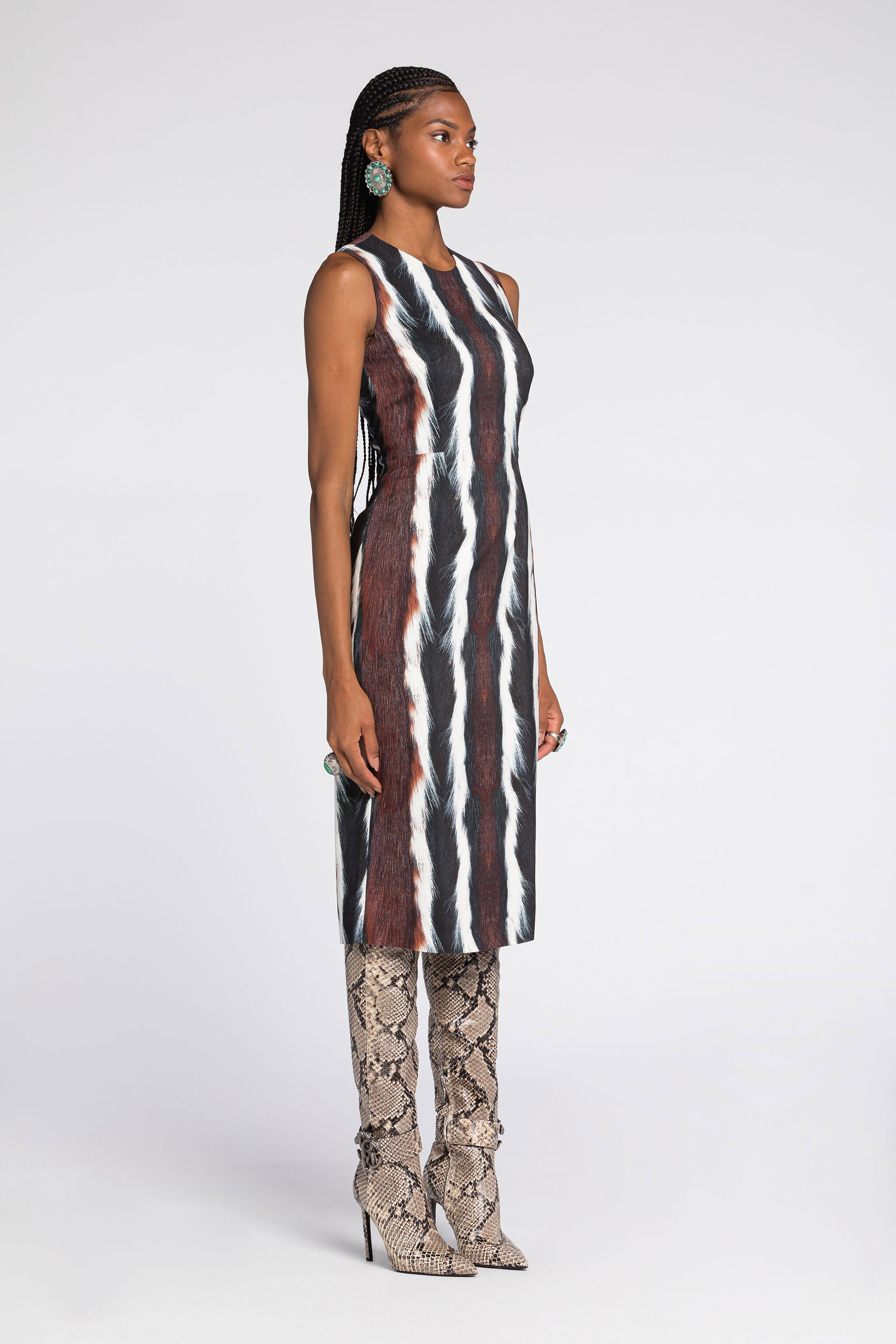 Shop Roberto Cavalli Kleid Mit Animal-print In Dark Brown/white