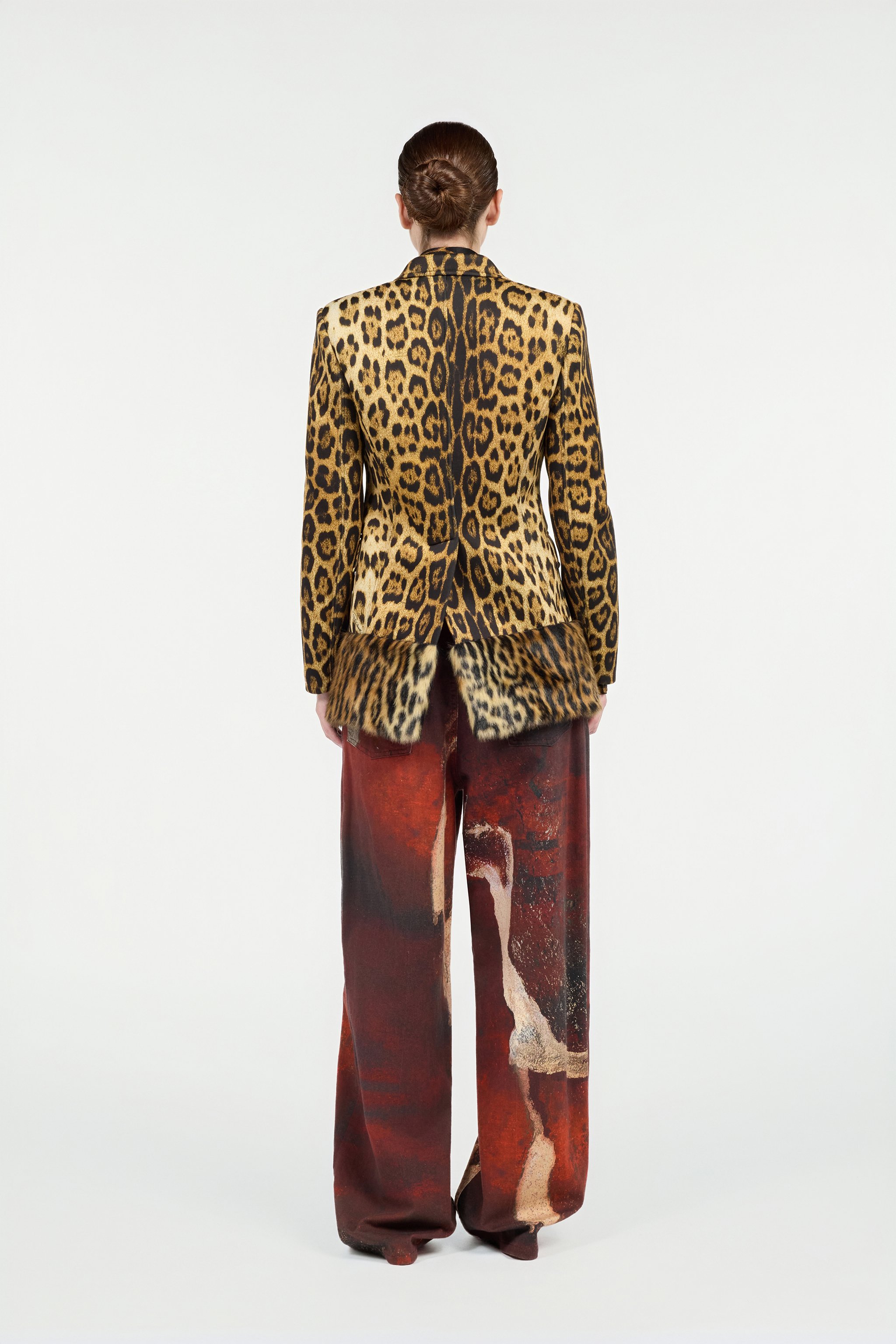 Roberto Cavalli Single-breasted Blazer With Jaguar Skin Print In Brown