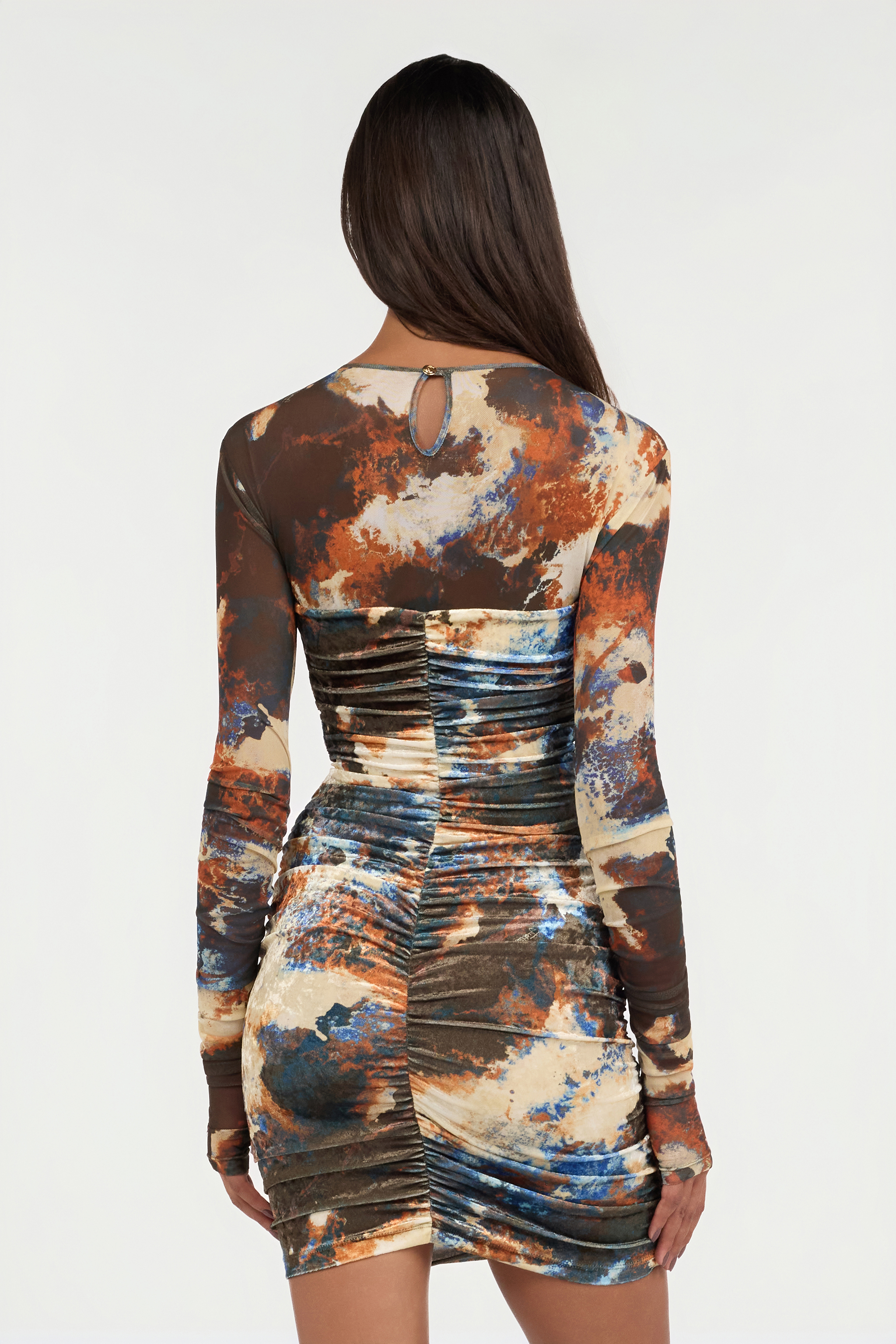 Roberto Cavalli Rusty Stain Print Dress Mini In Multi