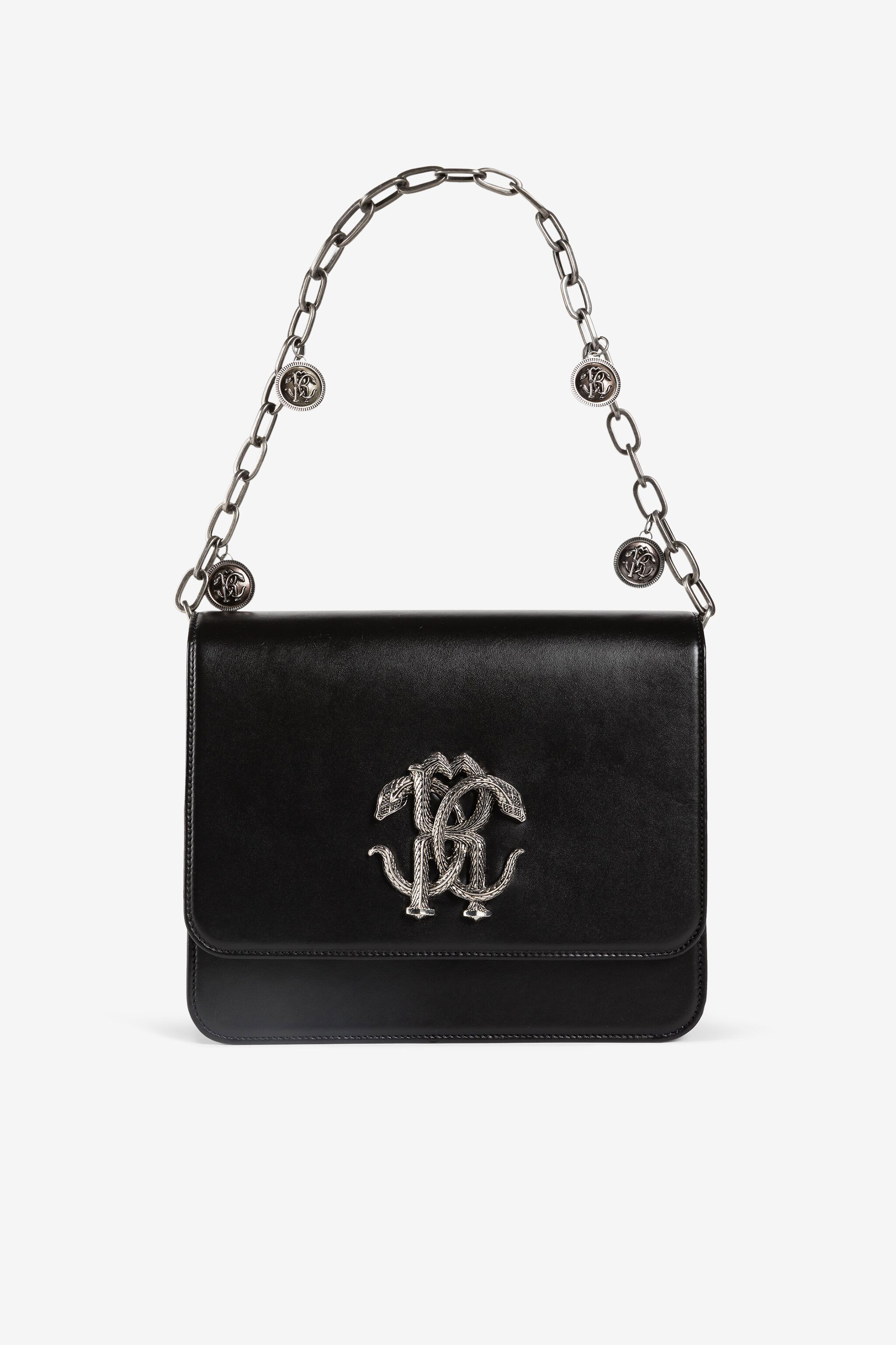 Mirror Snake leather shoulder bag in Black for Women | Roberto