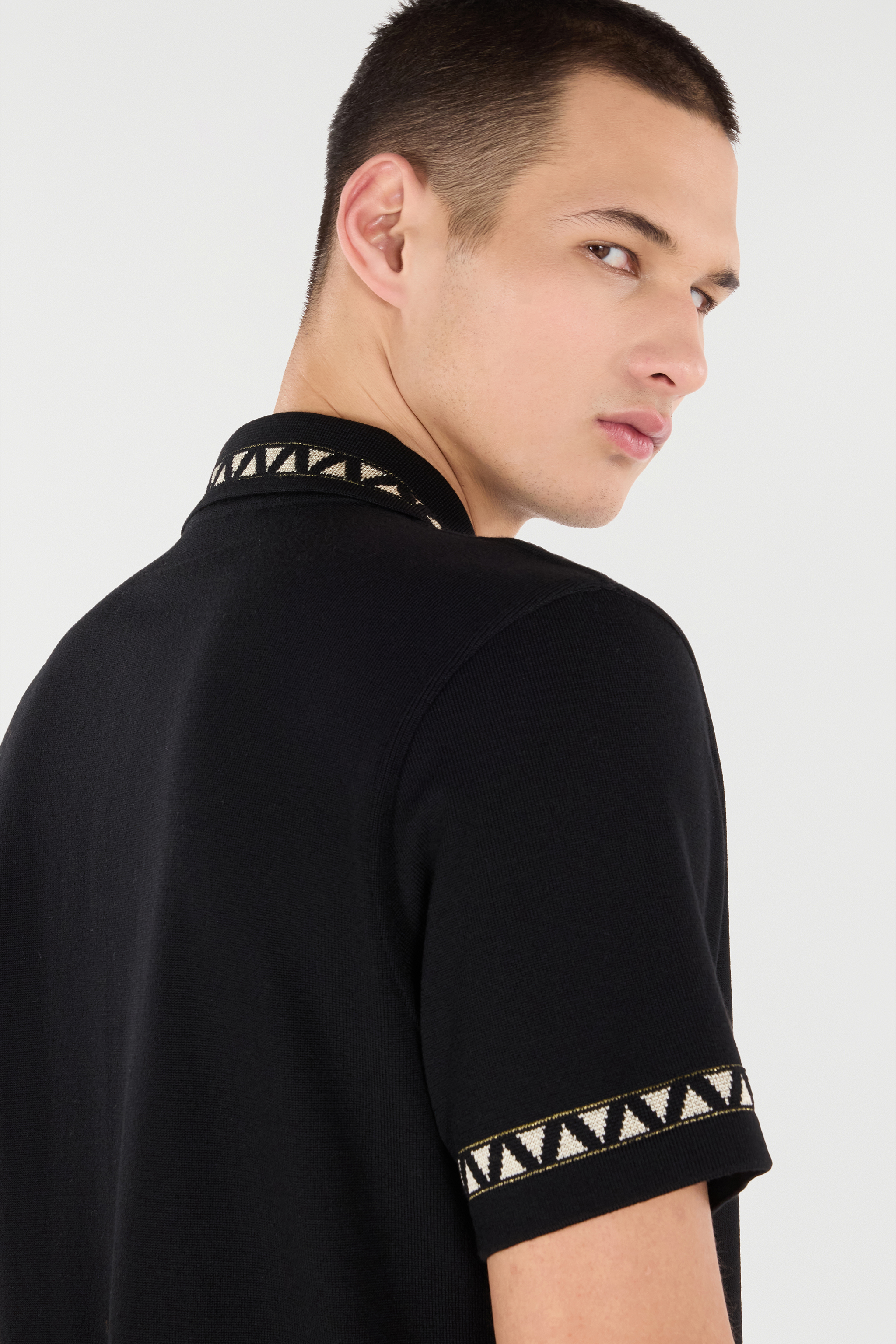Knitted Polo Shirt With Jacquard Pattern