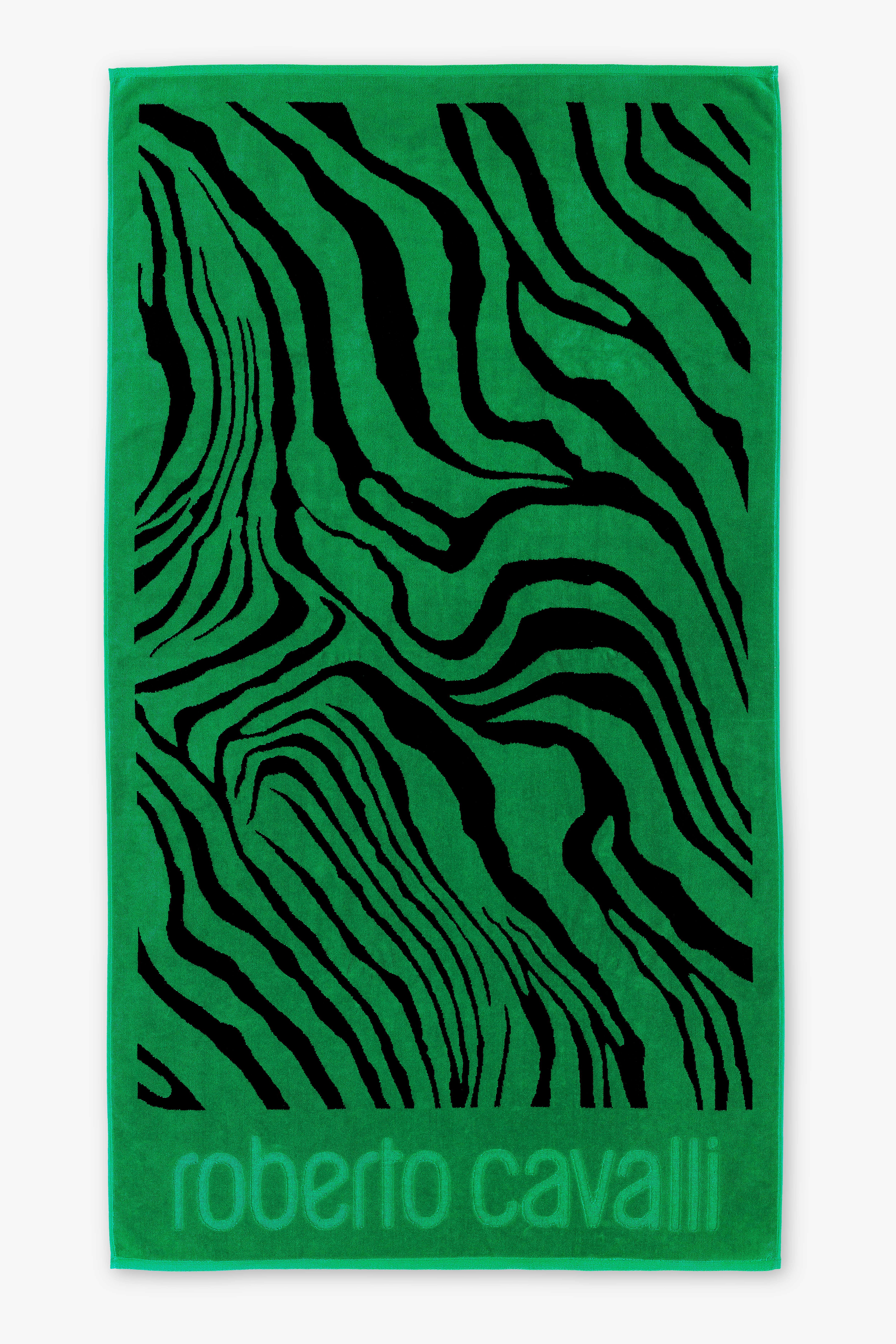 Roberto Cavalli Zebra 2000 Print Beach Towel In Green