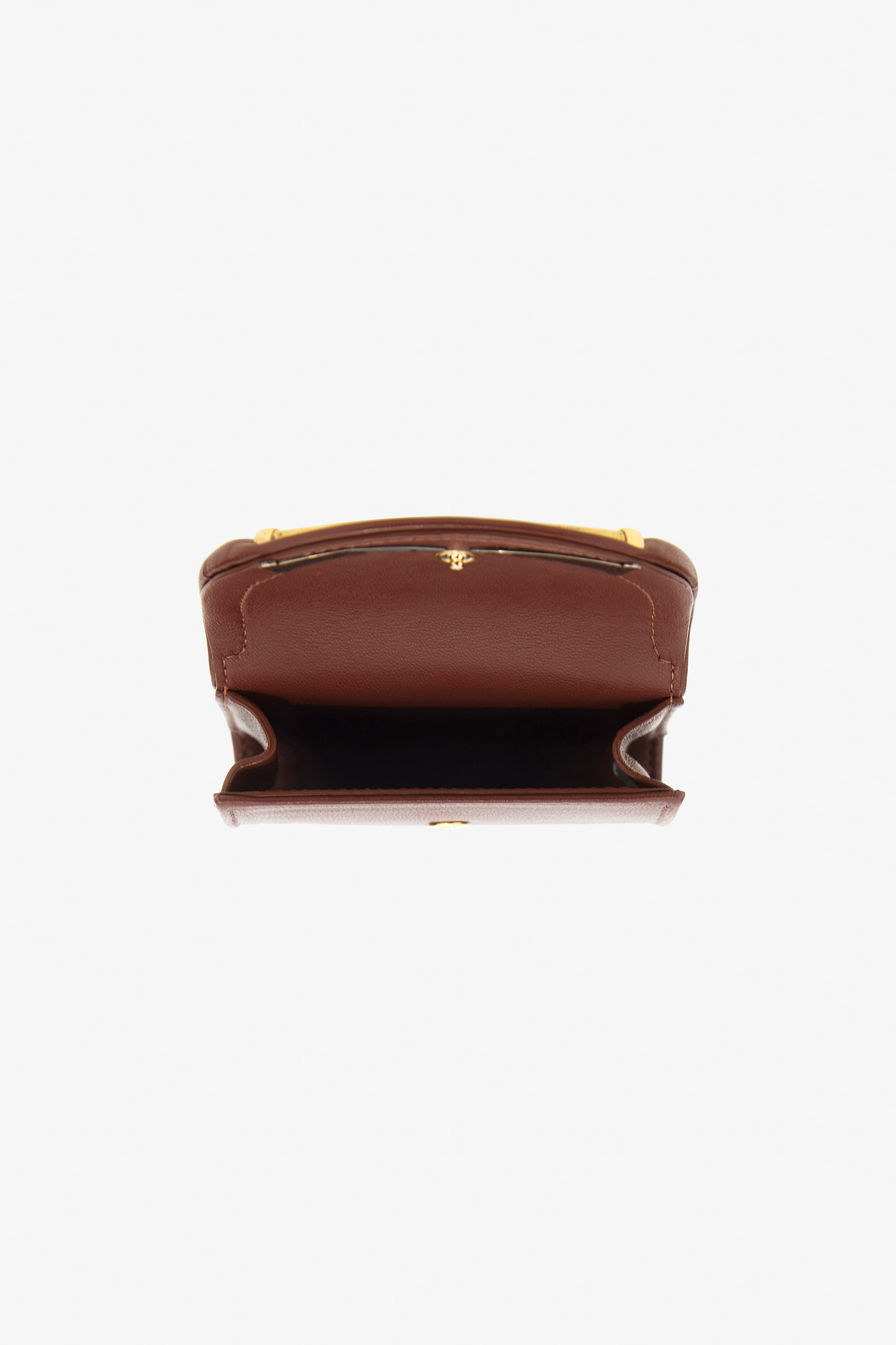 Roberto Cavalli Card Case With Fang Clasp In Brown