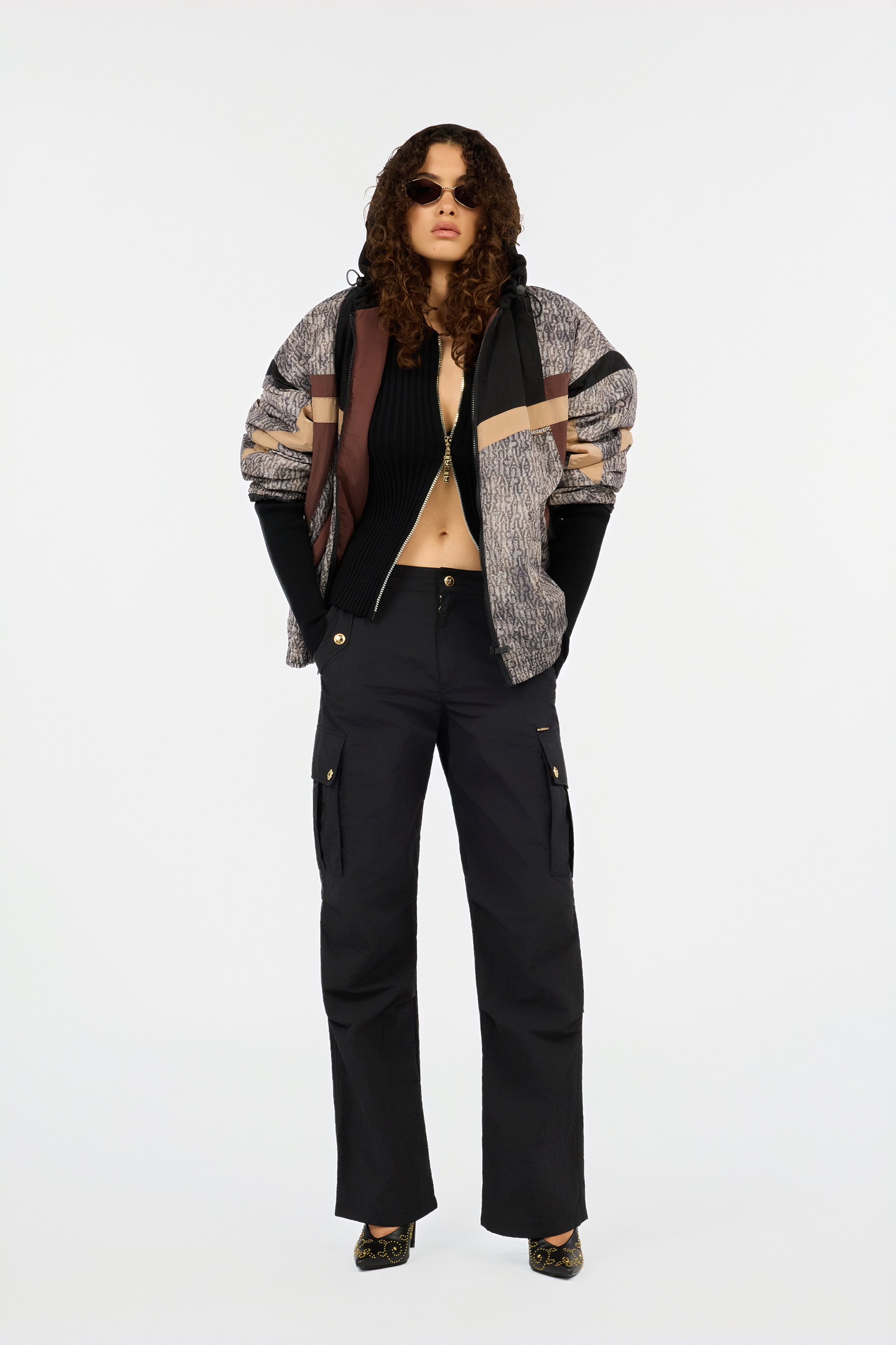 Black Ribbed Zip-Up Sweater