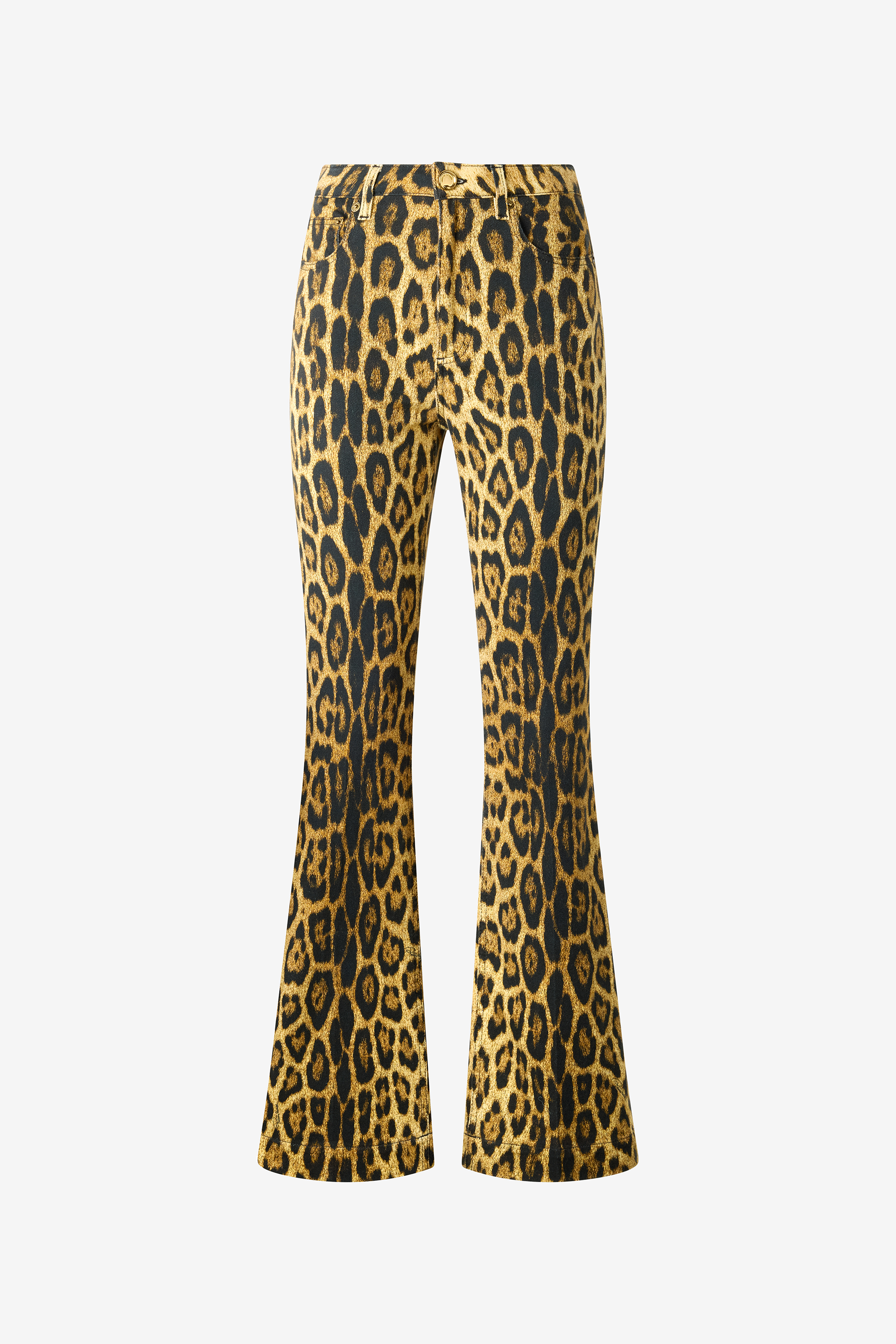 Roberto Cavalli Women's Brown Denim Jeans With Jaguar Skin Print