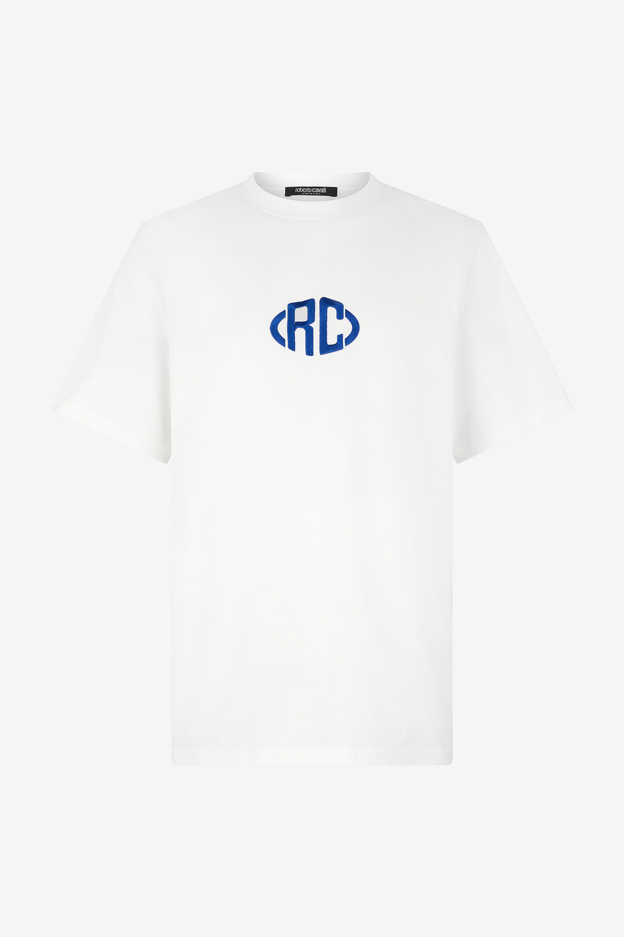 Roberto Cavalli , T-Shirts, Male, White, Xl, Monogram Cotton T-Shirt Crew-Neck Short Sleeves - Image 2