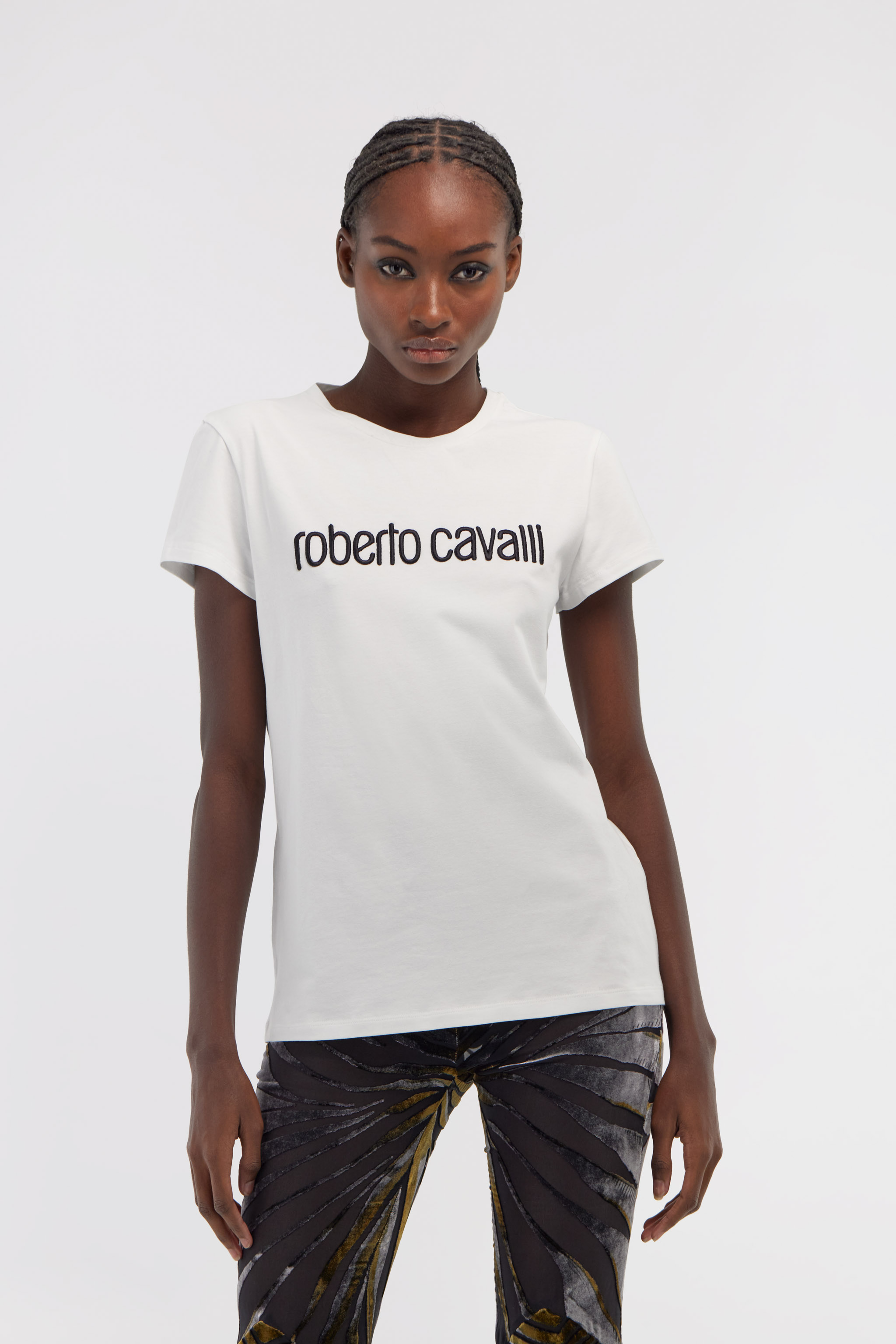 Shop Roberto Cavalli Logo T-shirt In White