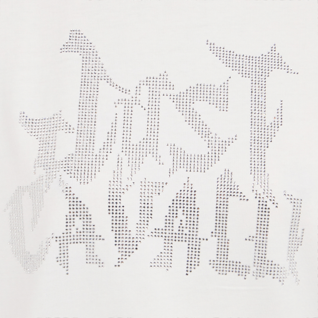 Roberto Cavalli White T-shirt With Perforated Logo In White