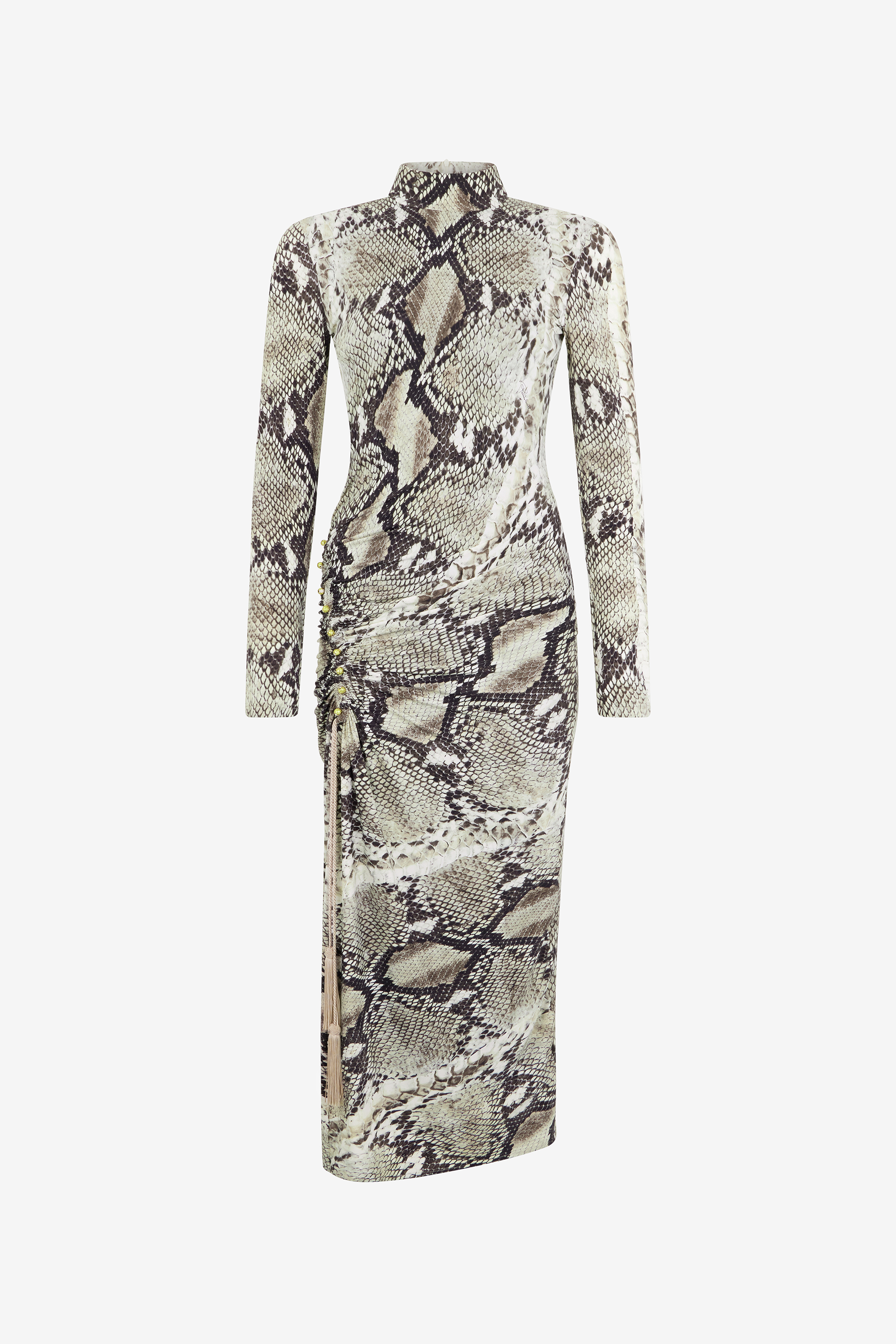 Roberto Cavalli Women's Light/Brown Midi Dress With Python Print