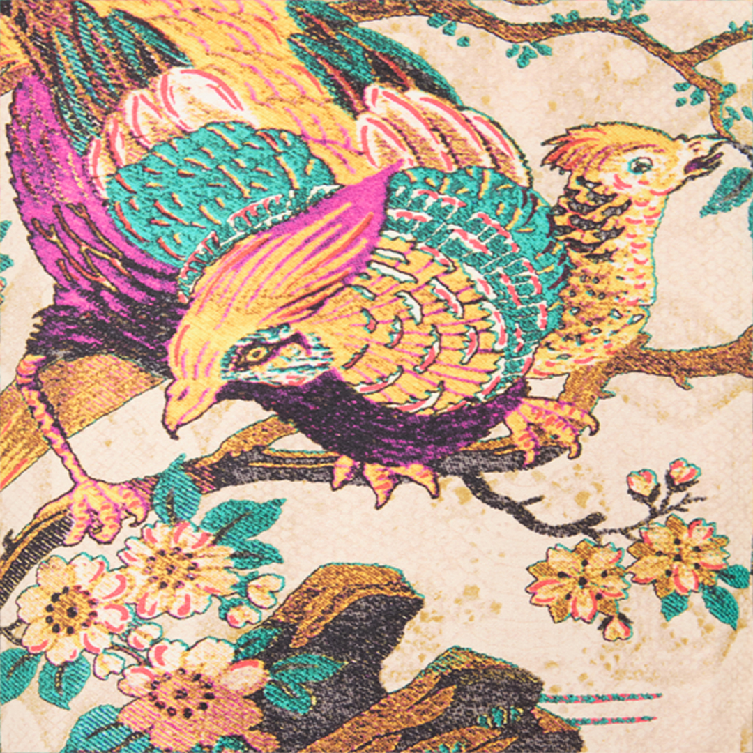 Roberto Cavalli Palazzo Pants With Oriental Bird Print In Multi