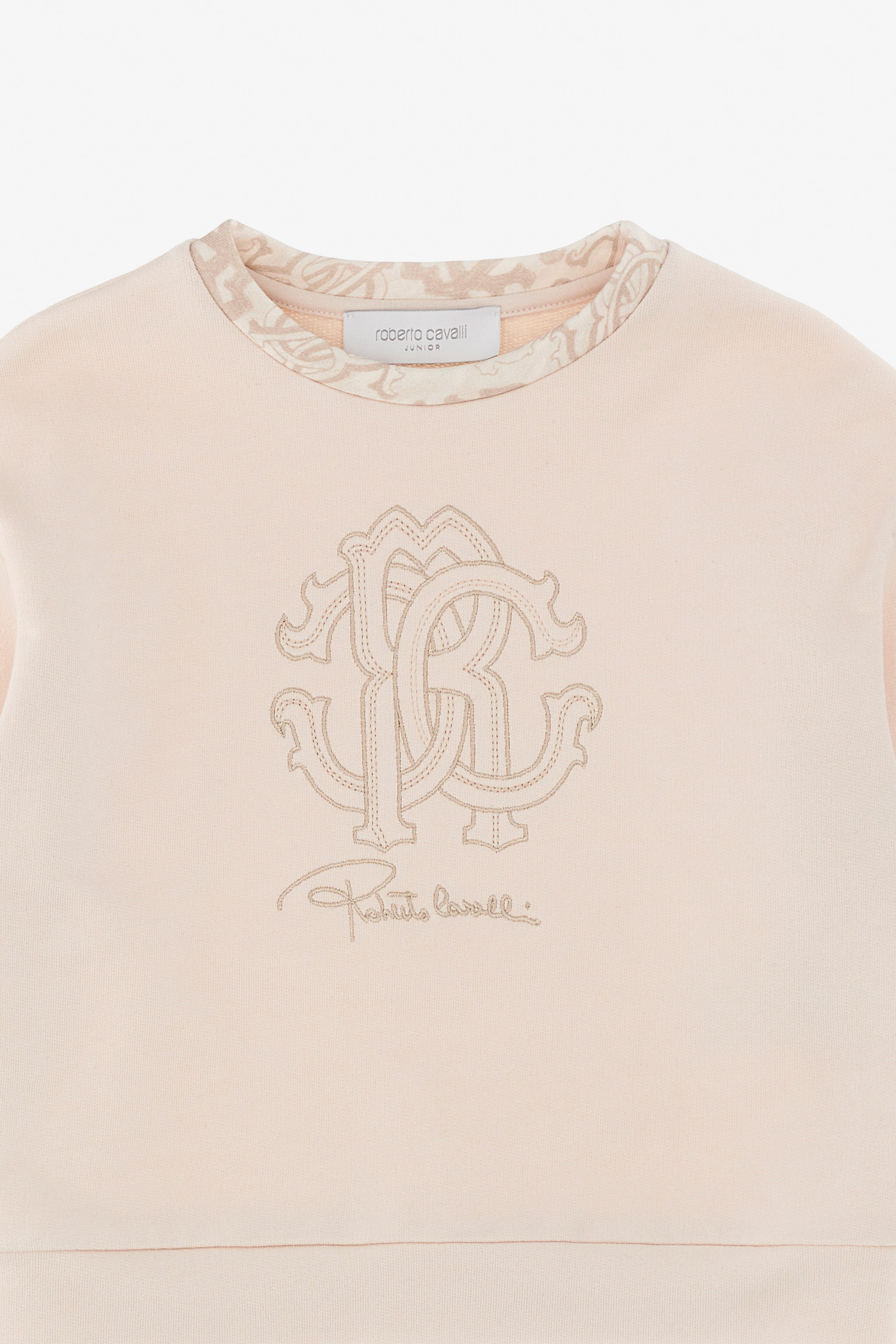 Roberto Cavalli Sweatshirt With Rc Monogram And Logo In Light Brown