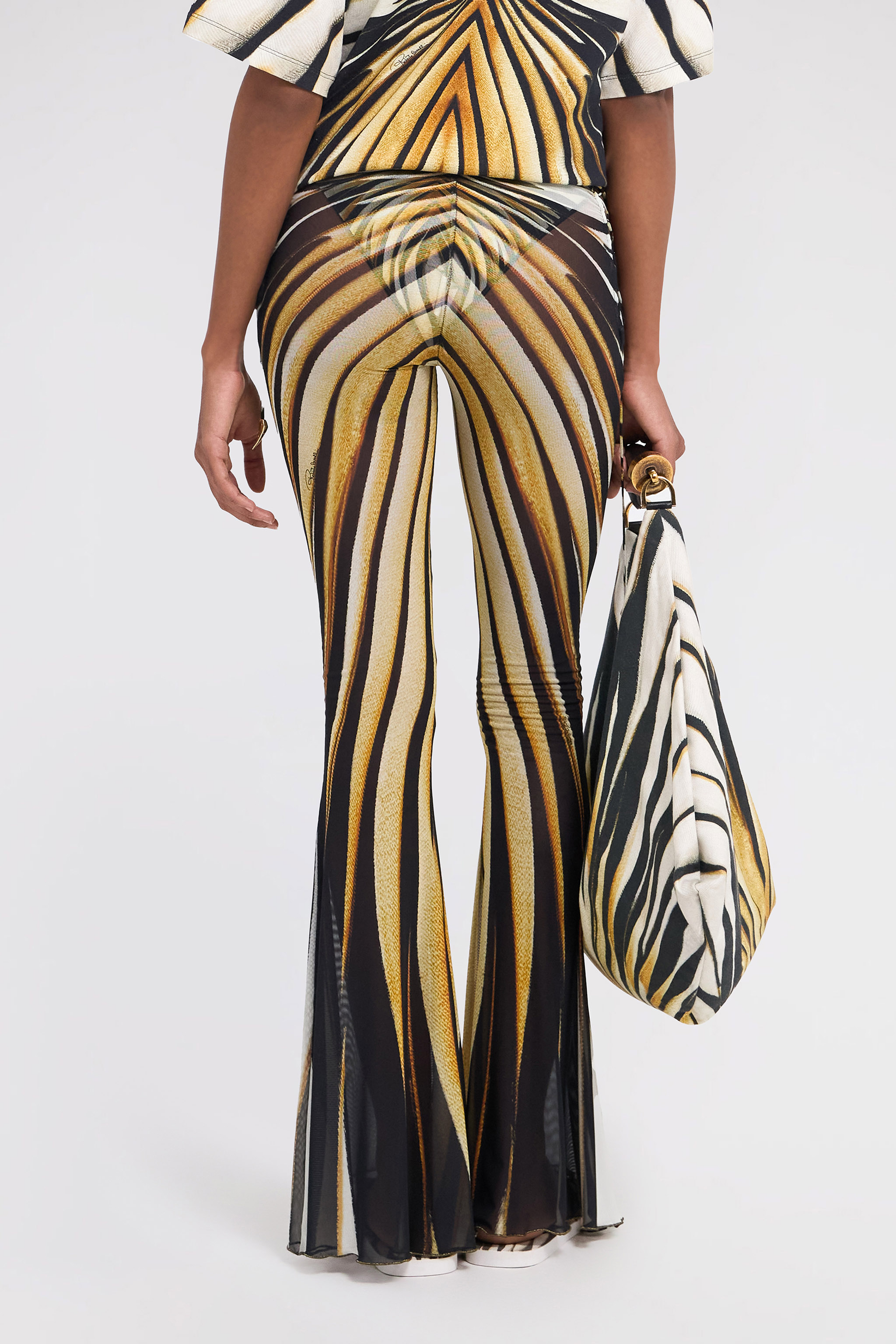 Roberto Cavalli Ray Of Gold Flared Trousers In Gold