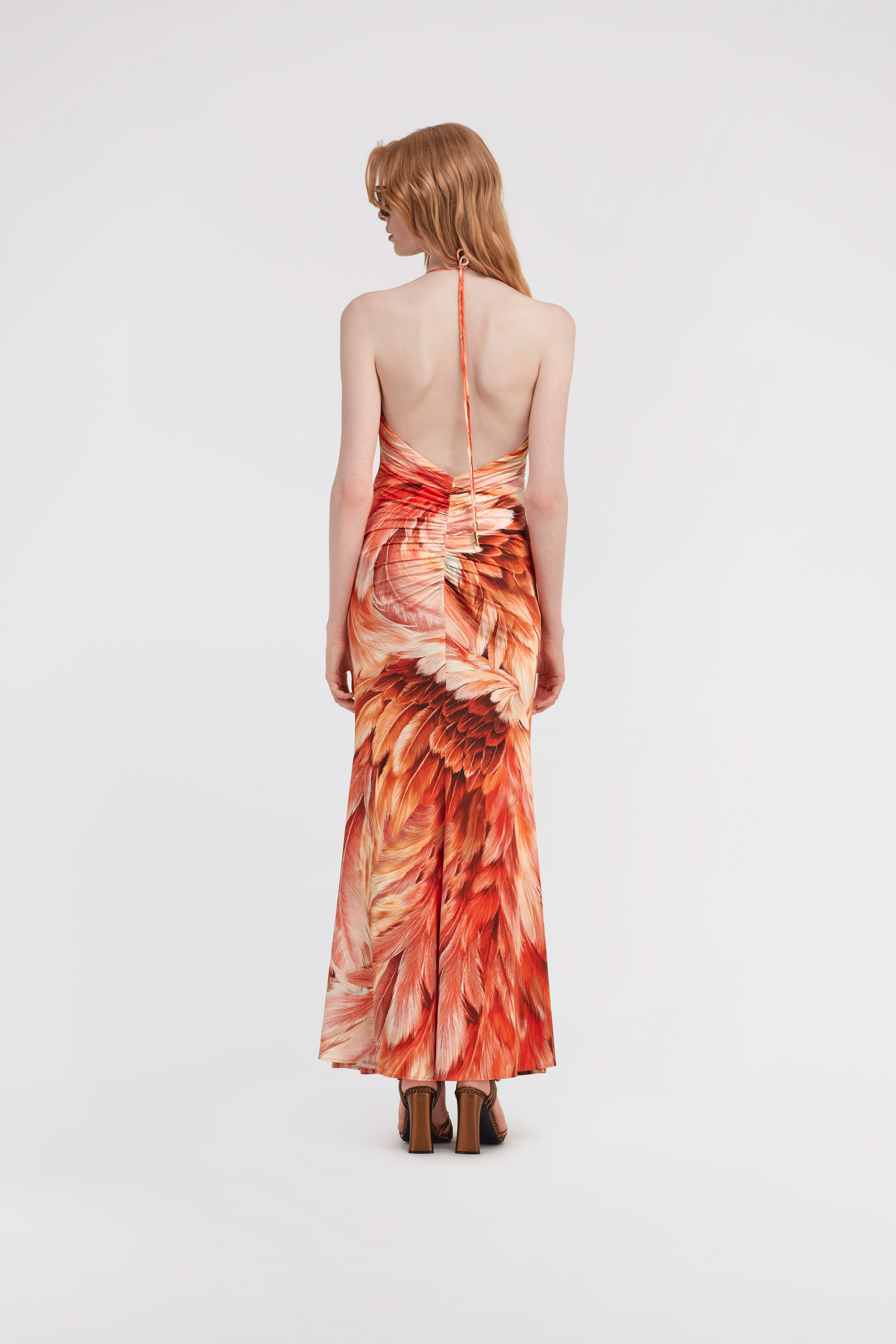 ROBERTO CAVALLI MAXIKLEID MIT PLUMANGE-PRINT