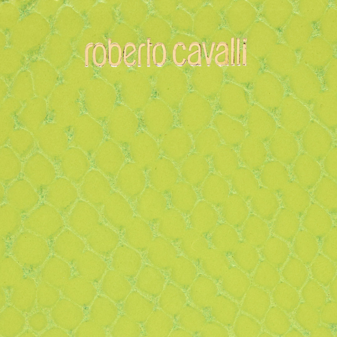 Shop Roberto Cavalli Geldbörse Mit Schlangen-effekt Und Logo In Light Green