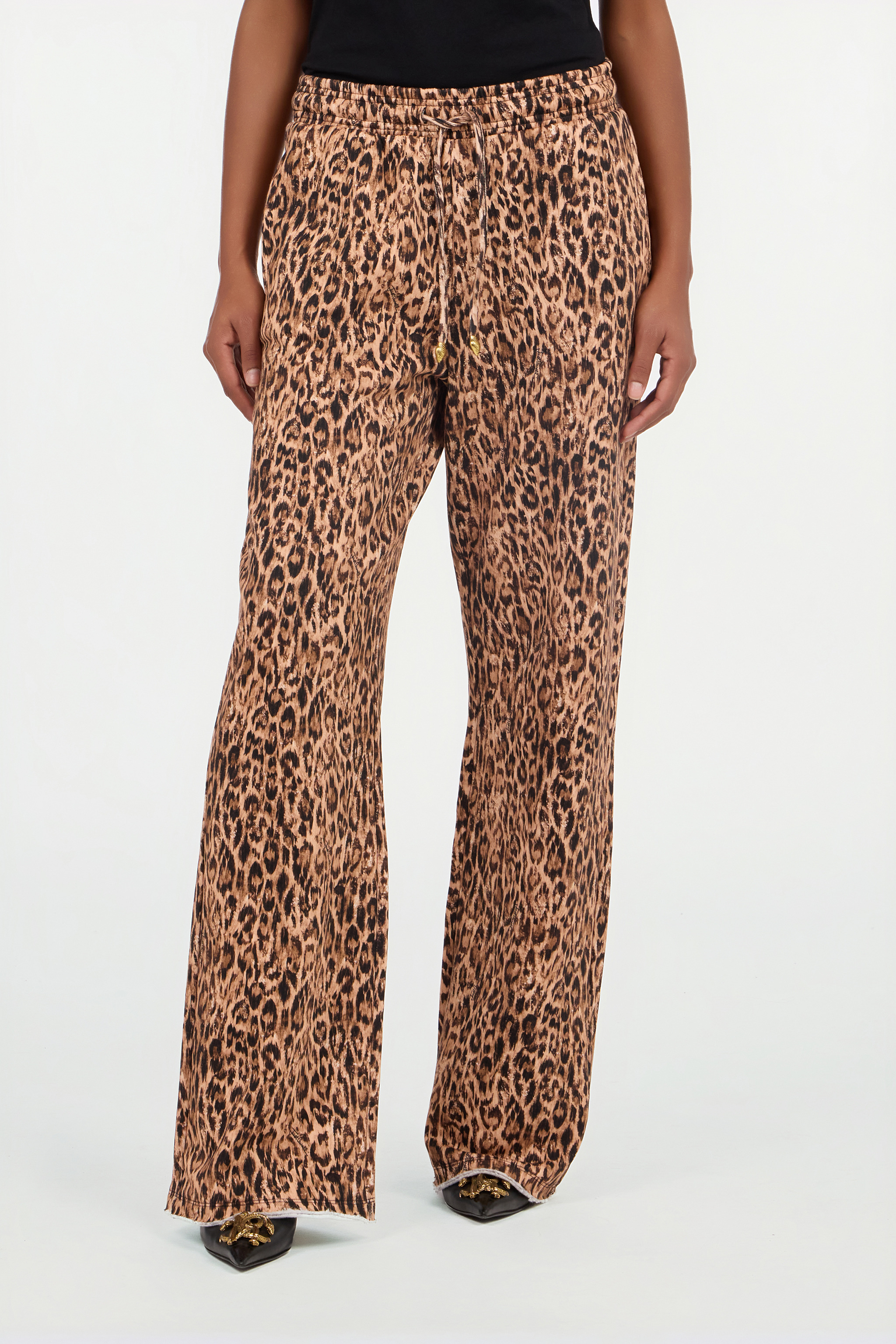 Roberto Cavalli Women's Beige Leopard Skin Print Trousers - Trousers