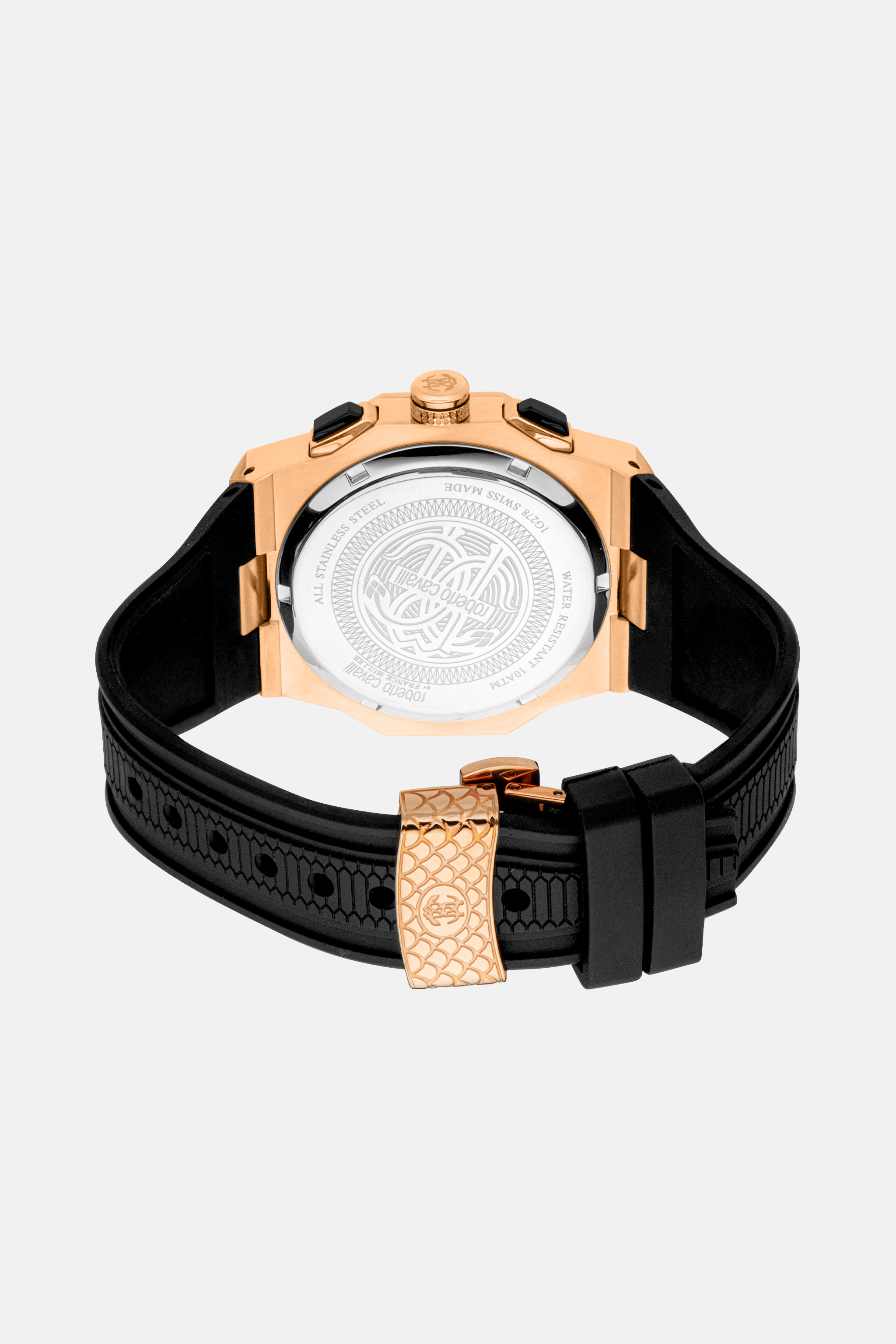  Roberto Cavalli Roberto Cavalli By Franck Muller Men’s Chronograph Watch - Male Watches Rose Gold Black 44~mm 