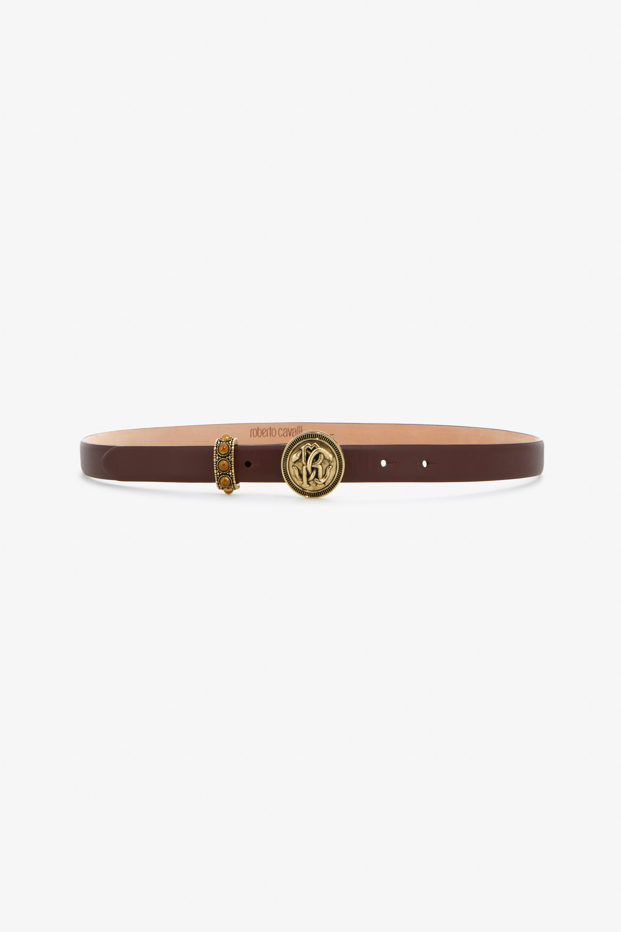 Roberto Cavalli Women's Brown Leather Belt With Monogram Rc - Accessories