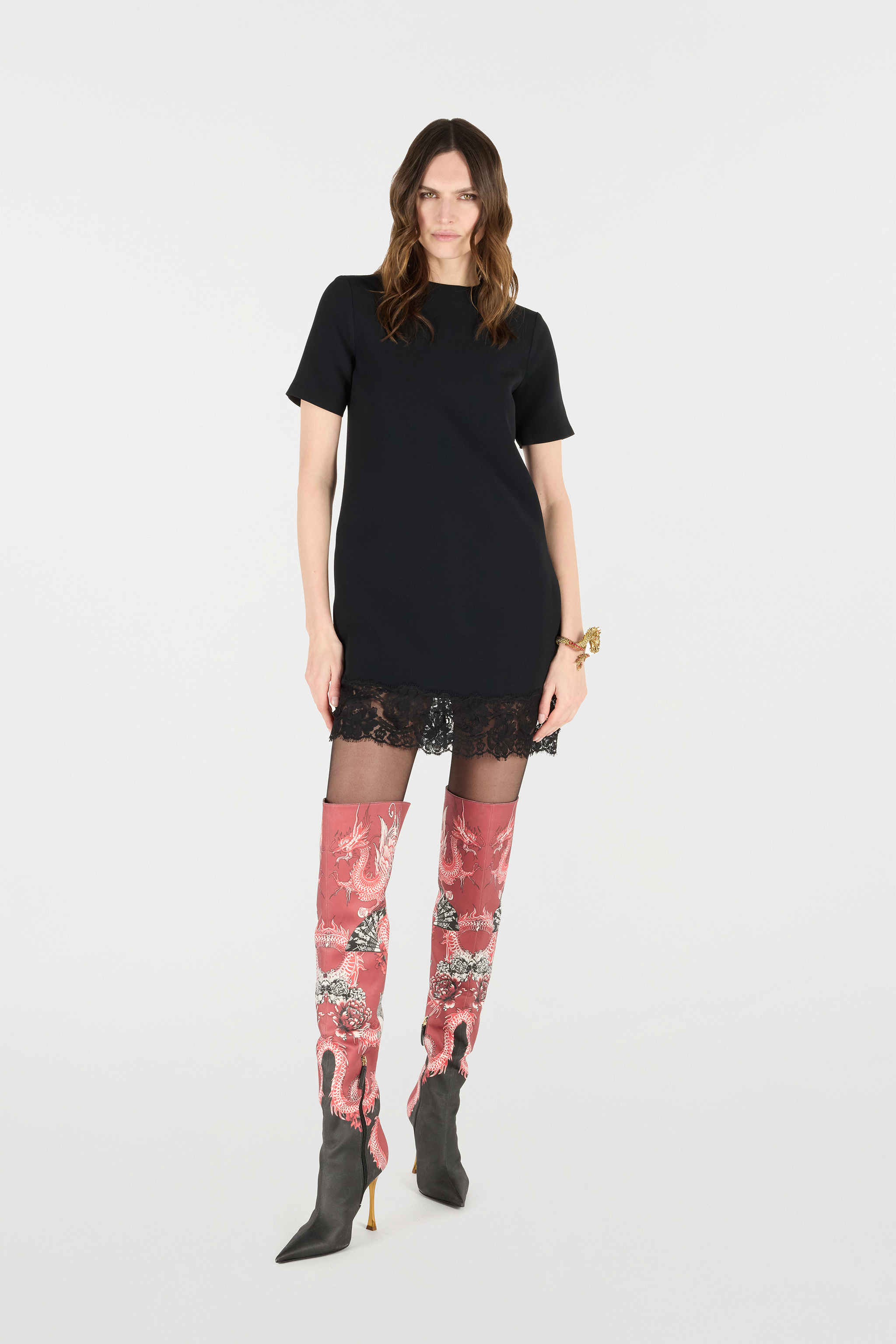 Roberto Cavalli Lace-hem Mini Dress