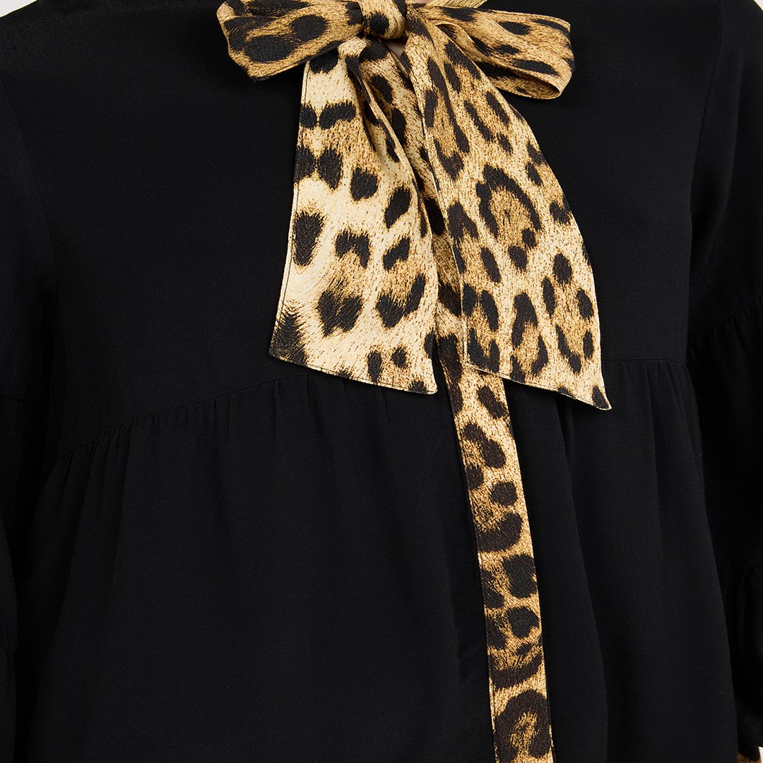Roberto Cavalli Leopard Print Dress Mini In Multi