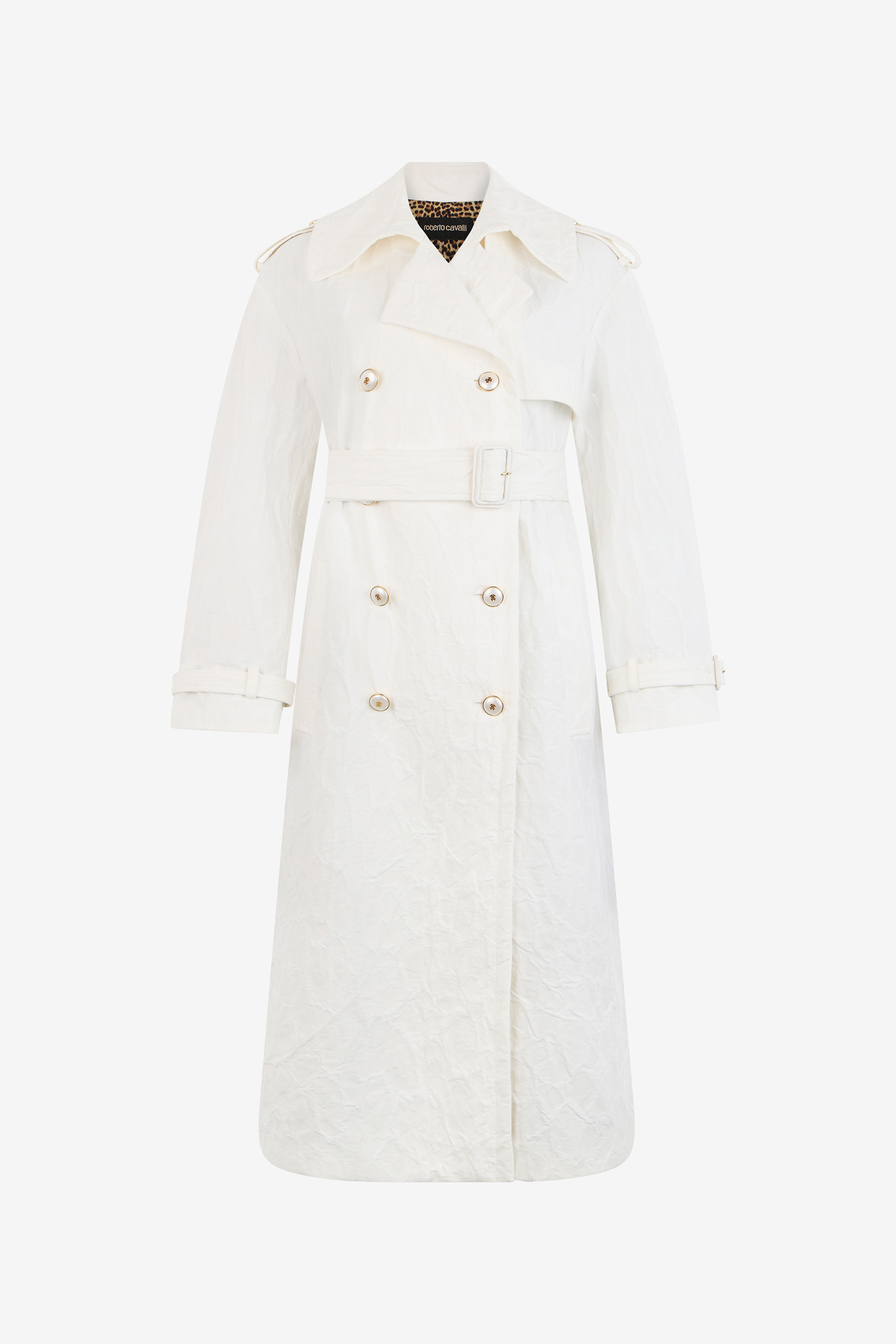 Roberto Cavalli Leopard-pattern cotton jacquard trench coat