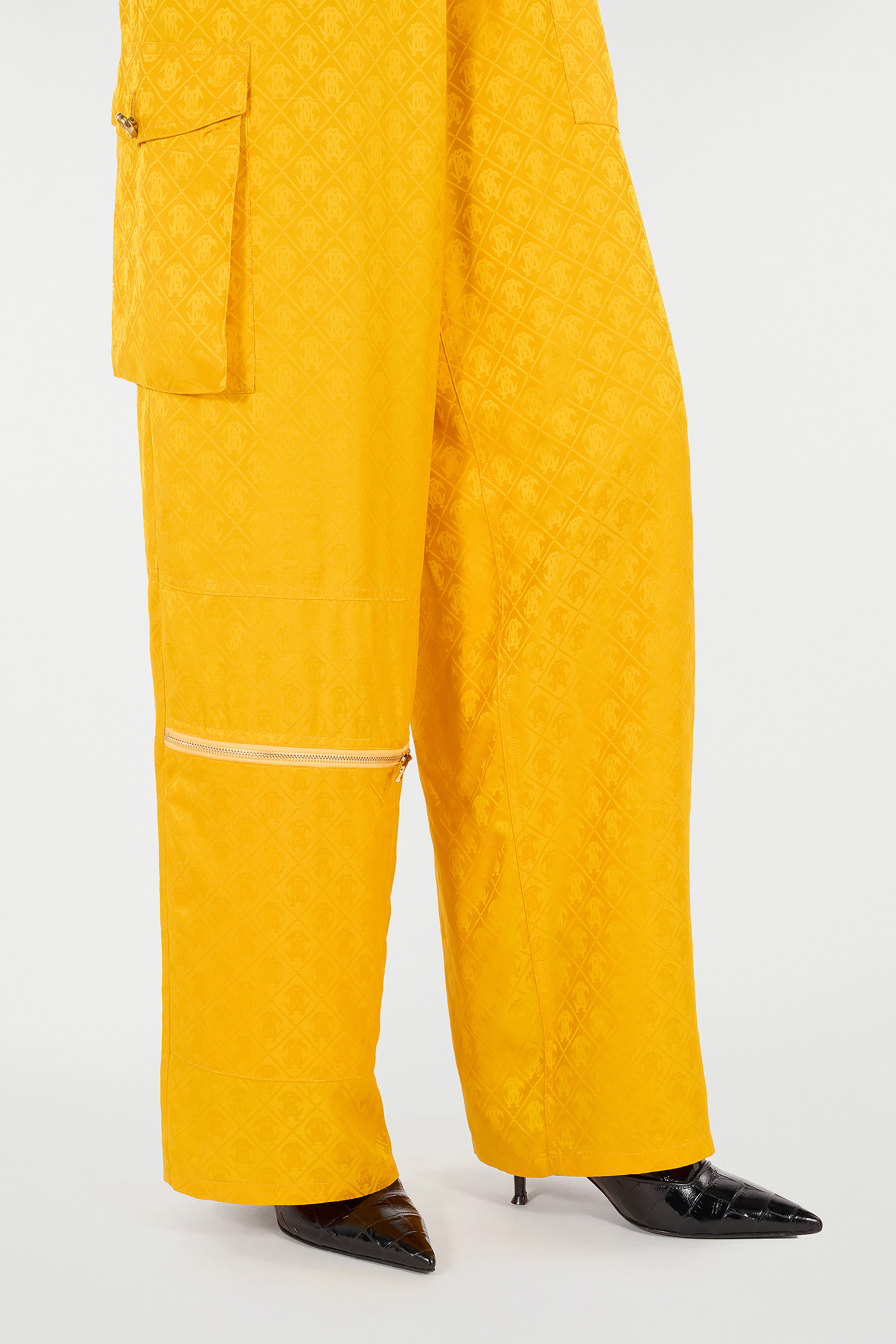 Roberto Cavalli Pants With All-over Mirror Snake Monogram