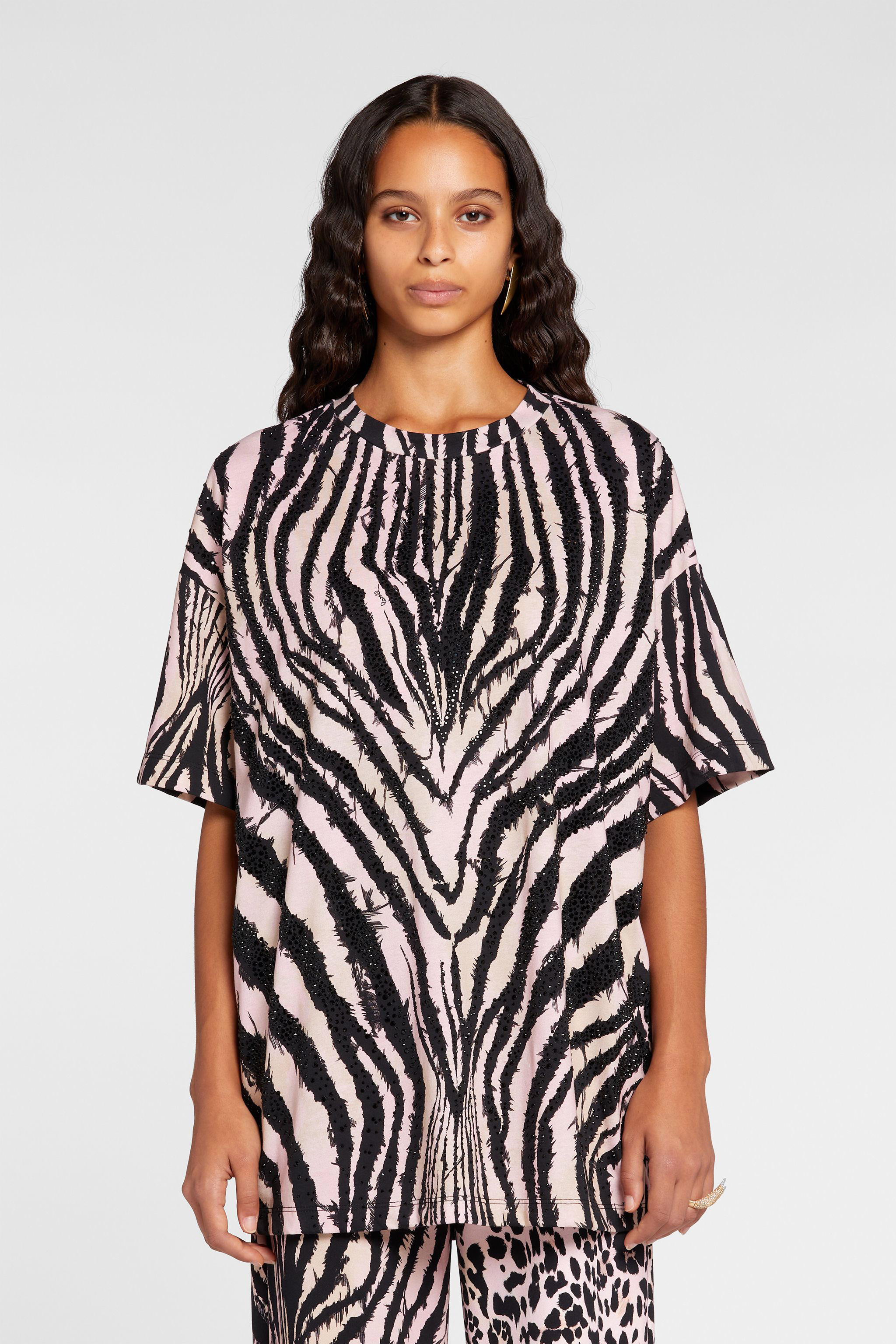 Crystal-Embellished Freedom-Print Cotton T-Shirt