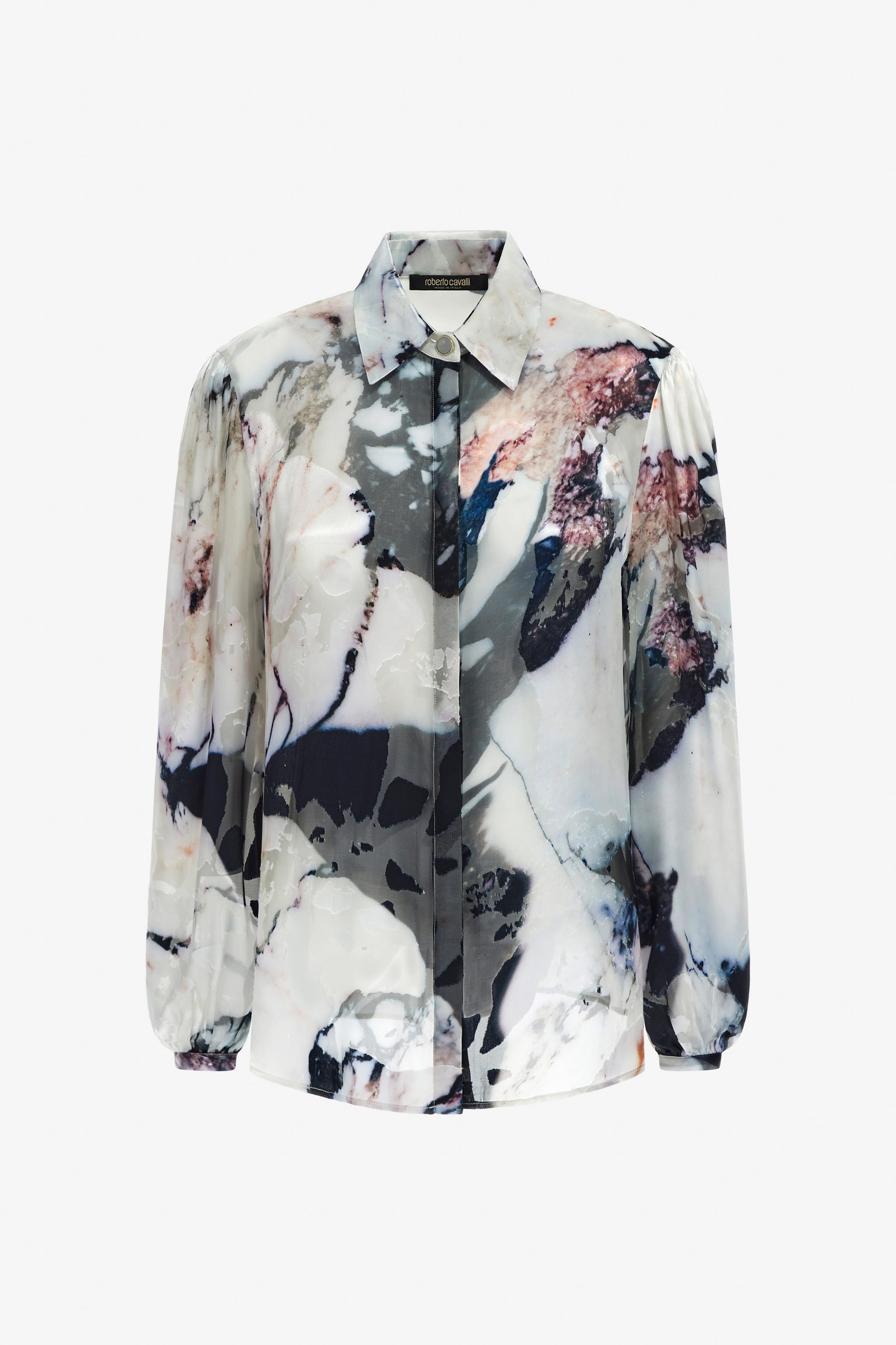 Roberto Cavalli Women's Black/White Marble Print Blouse - Blouses & Tops