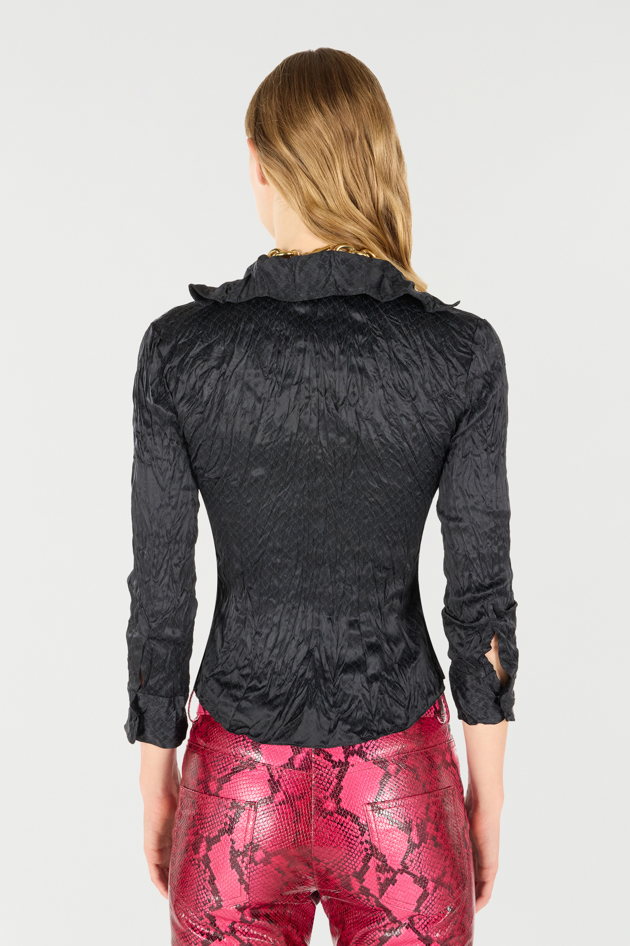 Roberto Cavalli Shirt With Python Print In Black