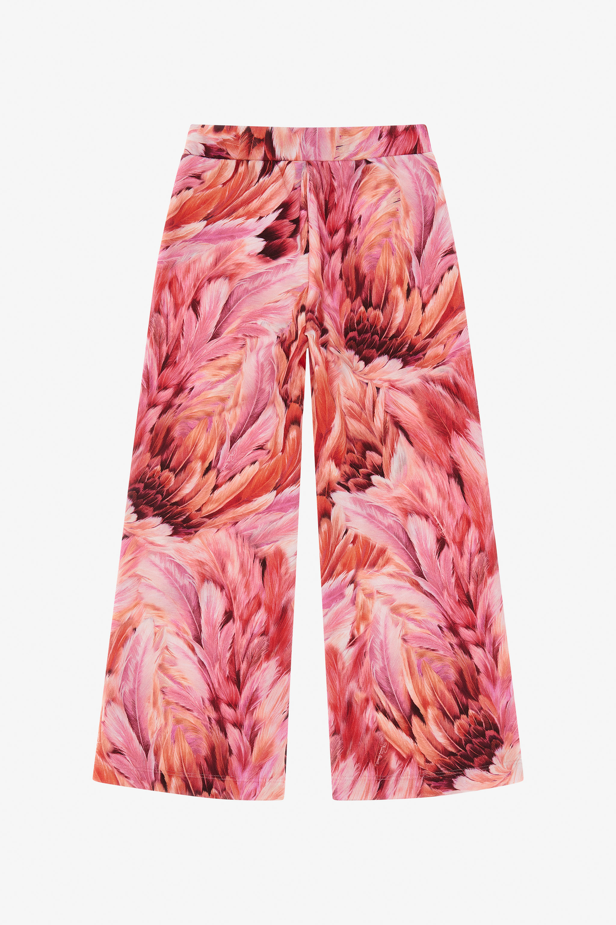 Roberto Cavalli Plumage-print Trousers In Fuchsia