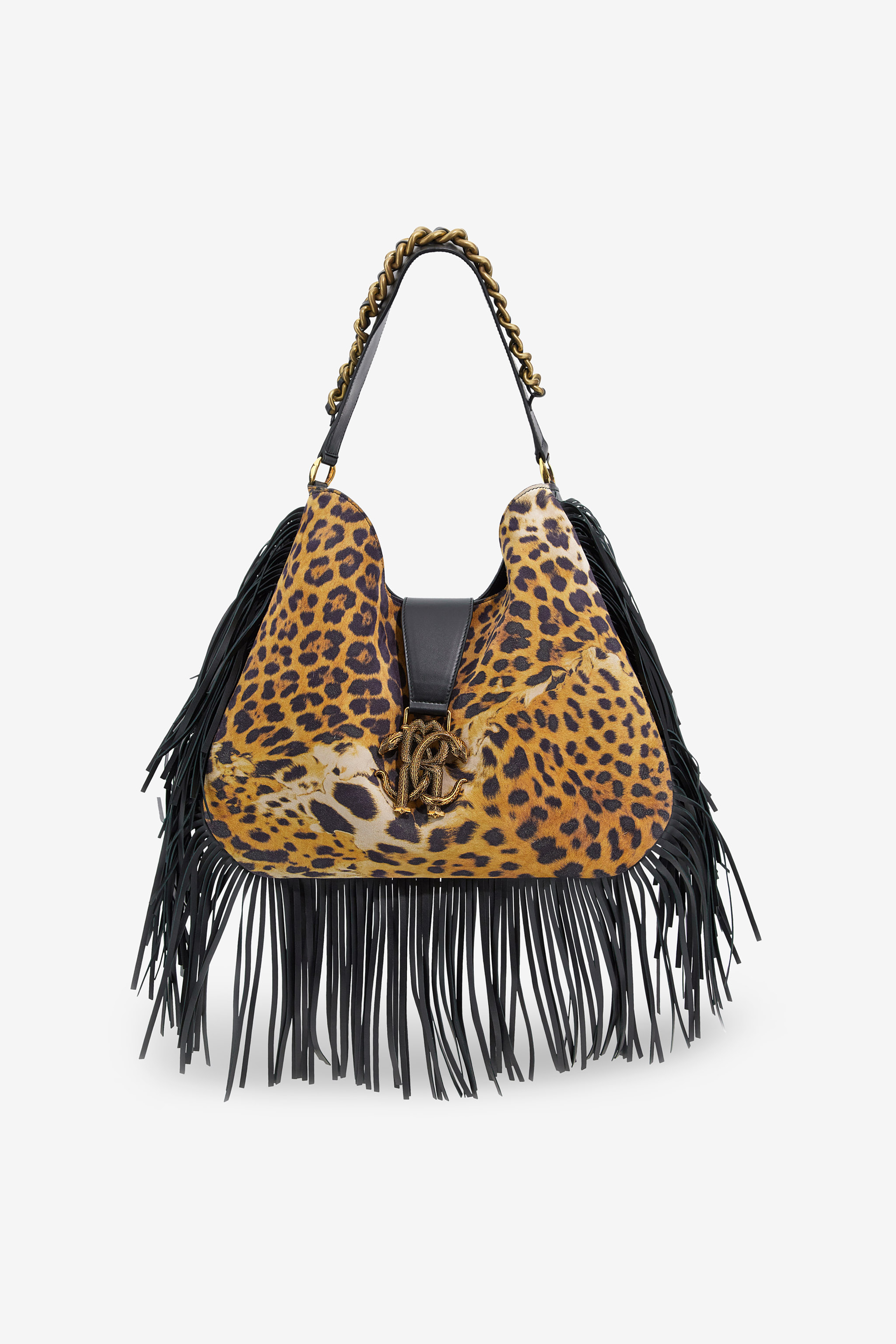 ROBERTO CAVALLI SHOULDER BAG WITH MONOGRAM RC AND FRINGES