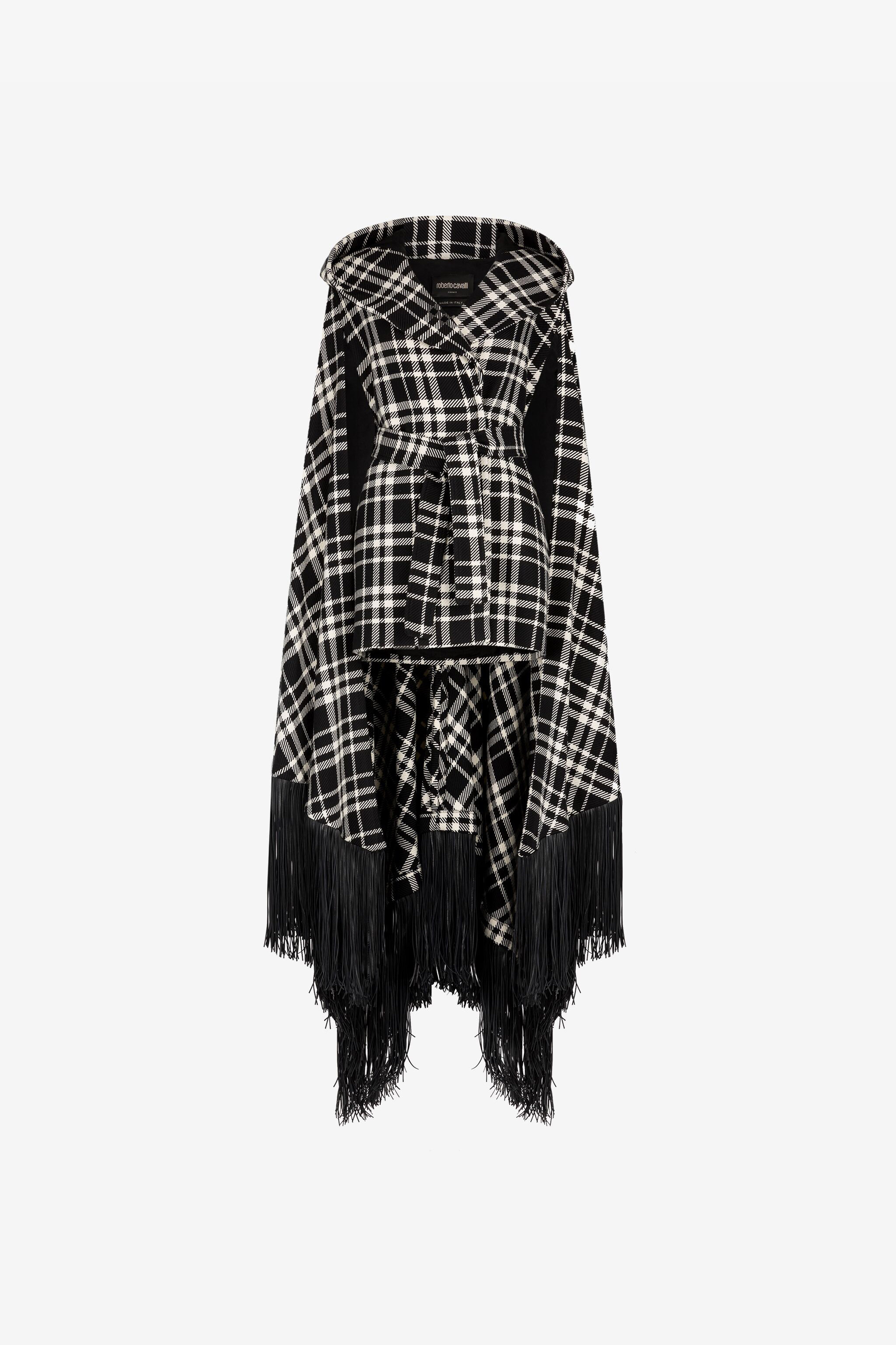 ROBERTO CAVALLI KARIERTES CAPE MIT KAPUZE