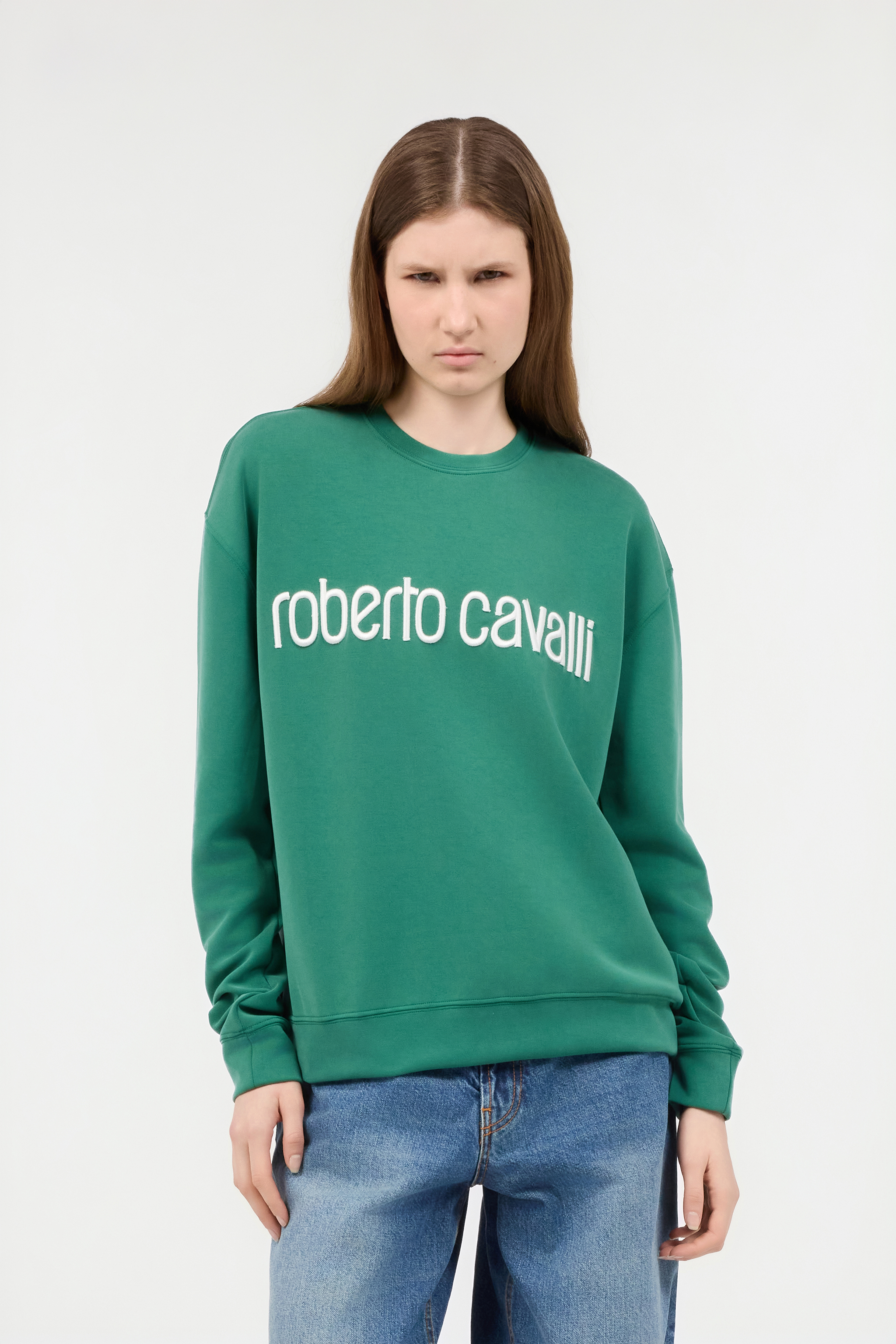ROBERTO CAVALLI GRÜNES SWEATSHIRT MIT LOGO