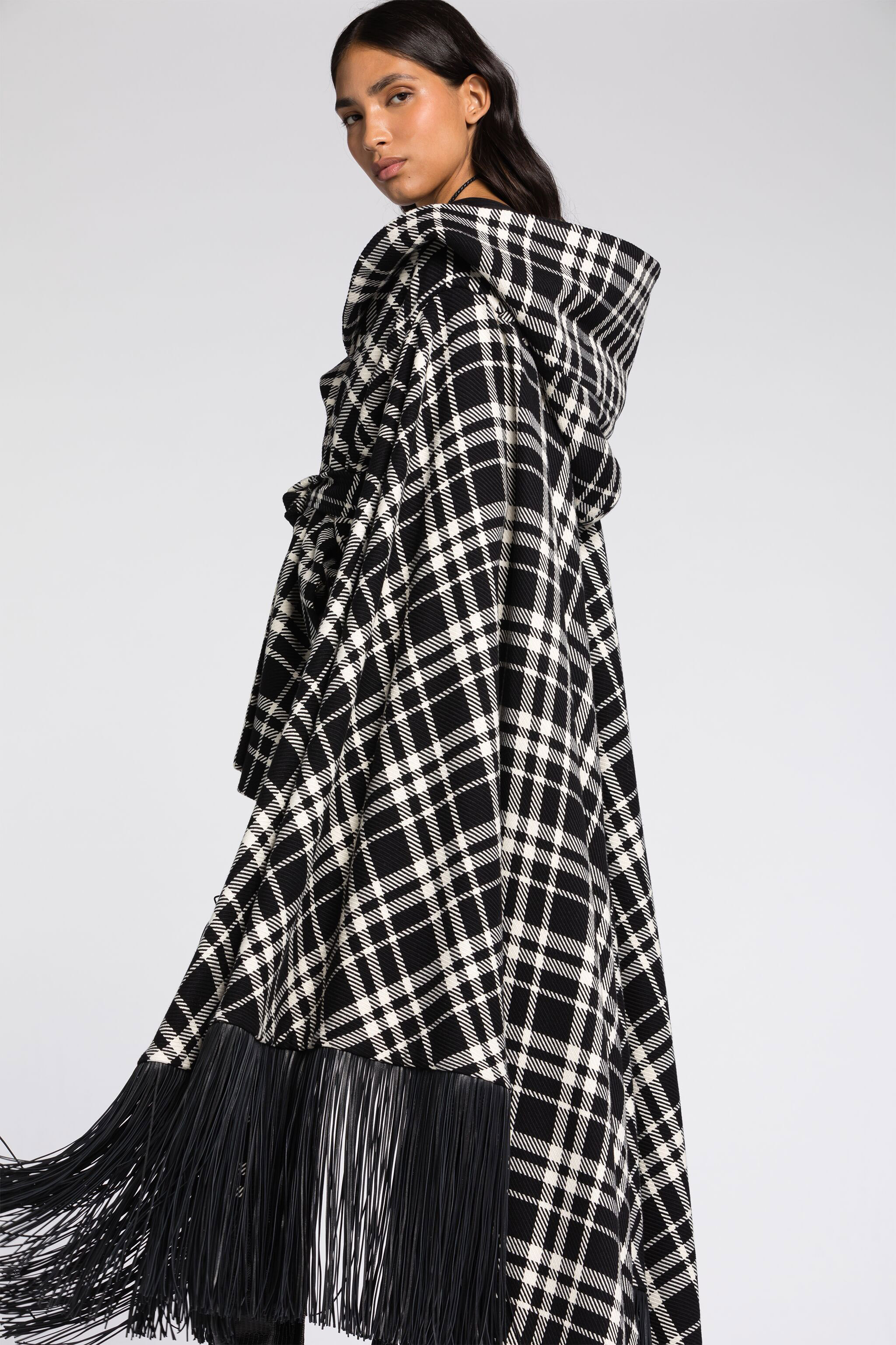 ROBERTO CAVALLI KARIERTES CAPE MIT KAPUZE