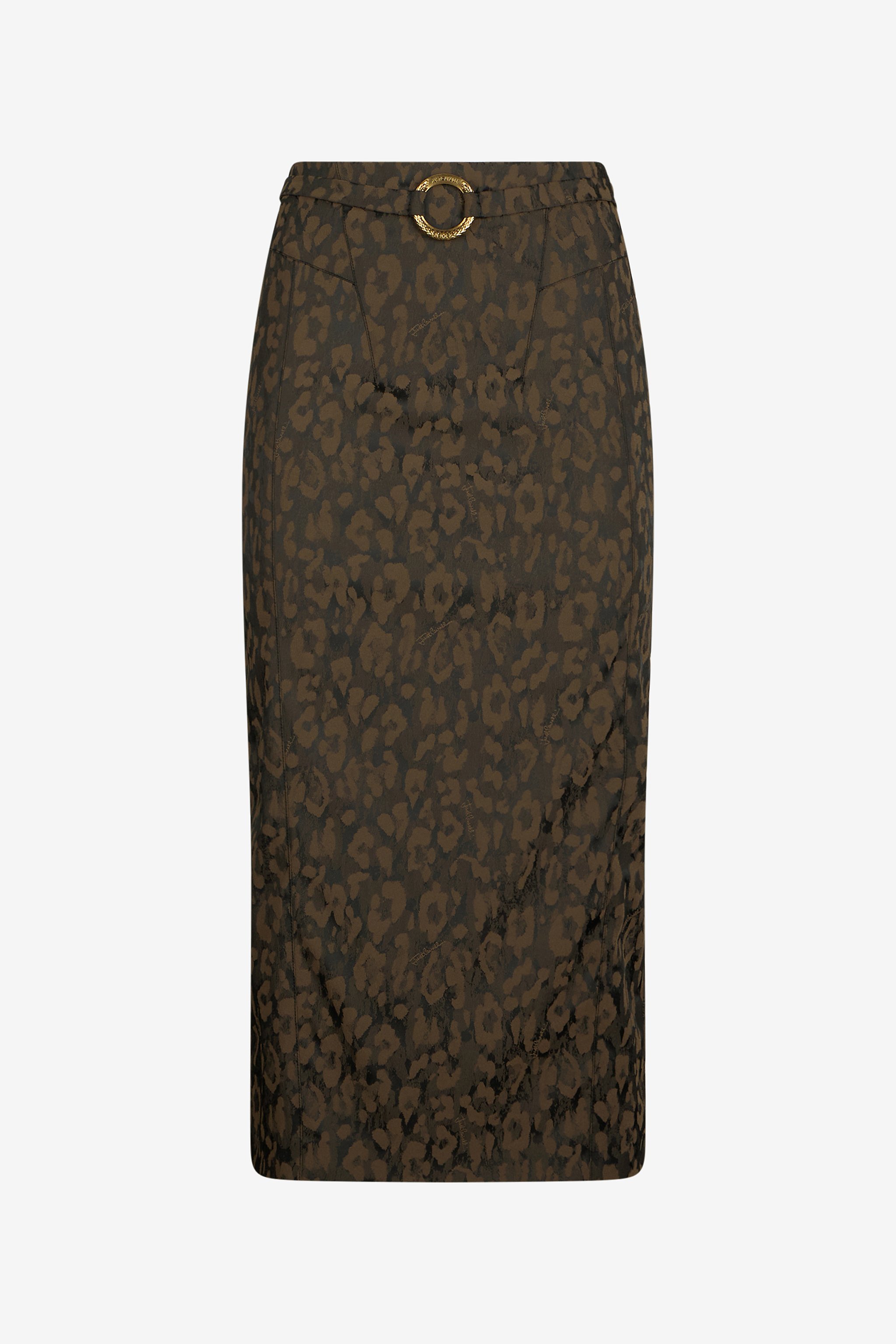 Roberto Cavalli Leopard Print Midi Skirt In Brown