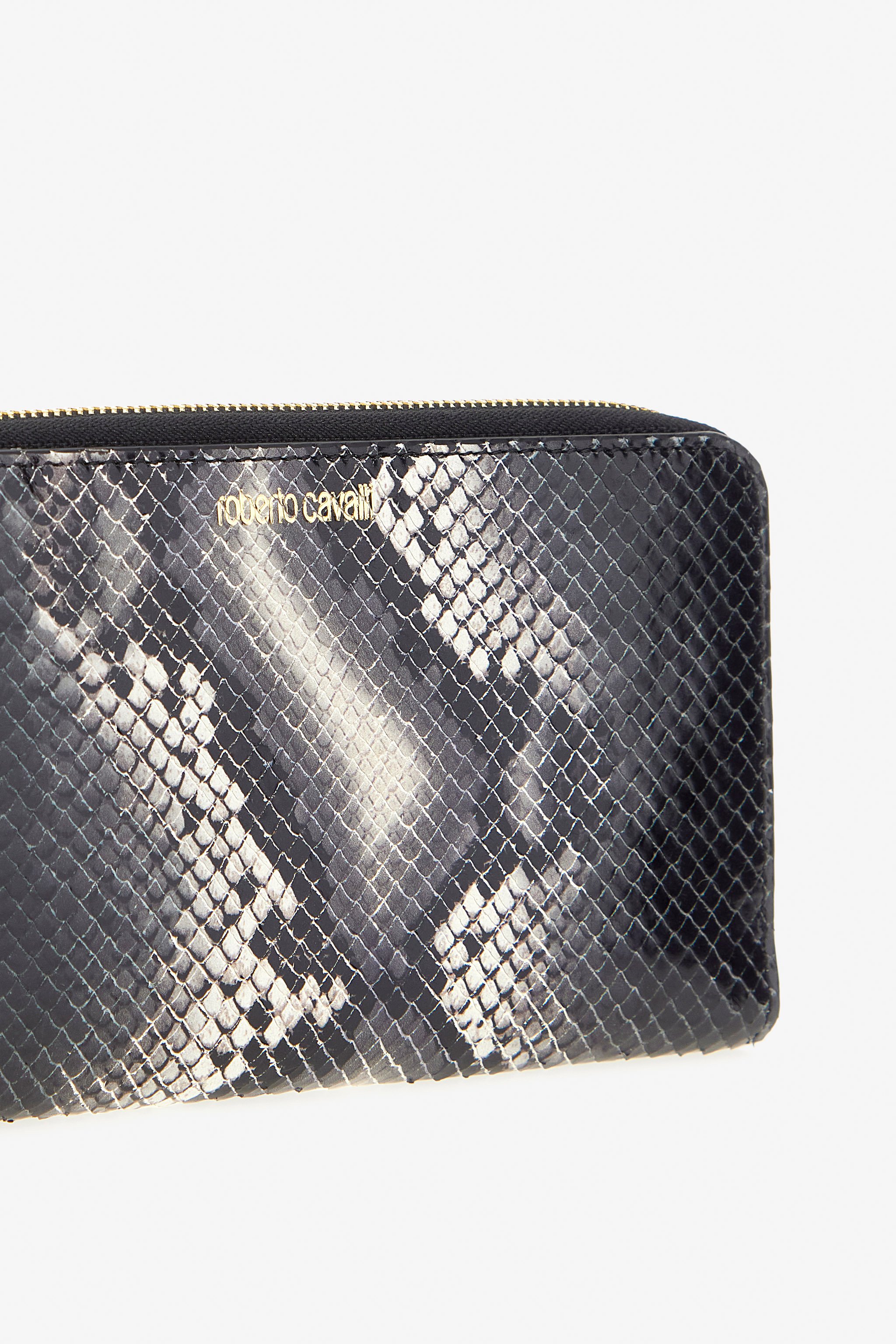 Roberto Cavalli Logo-print Leather Wallet In Black