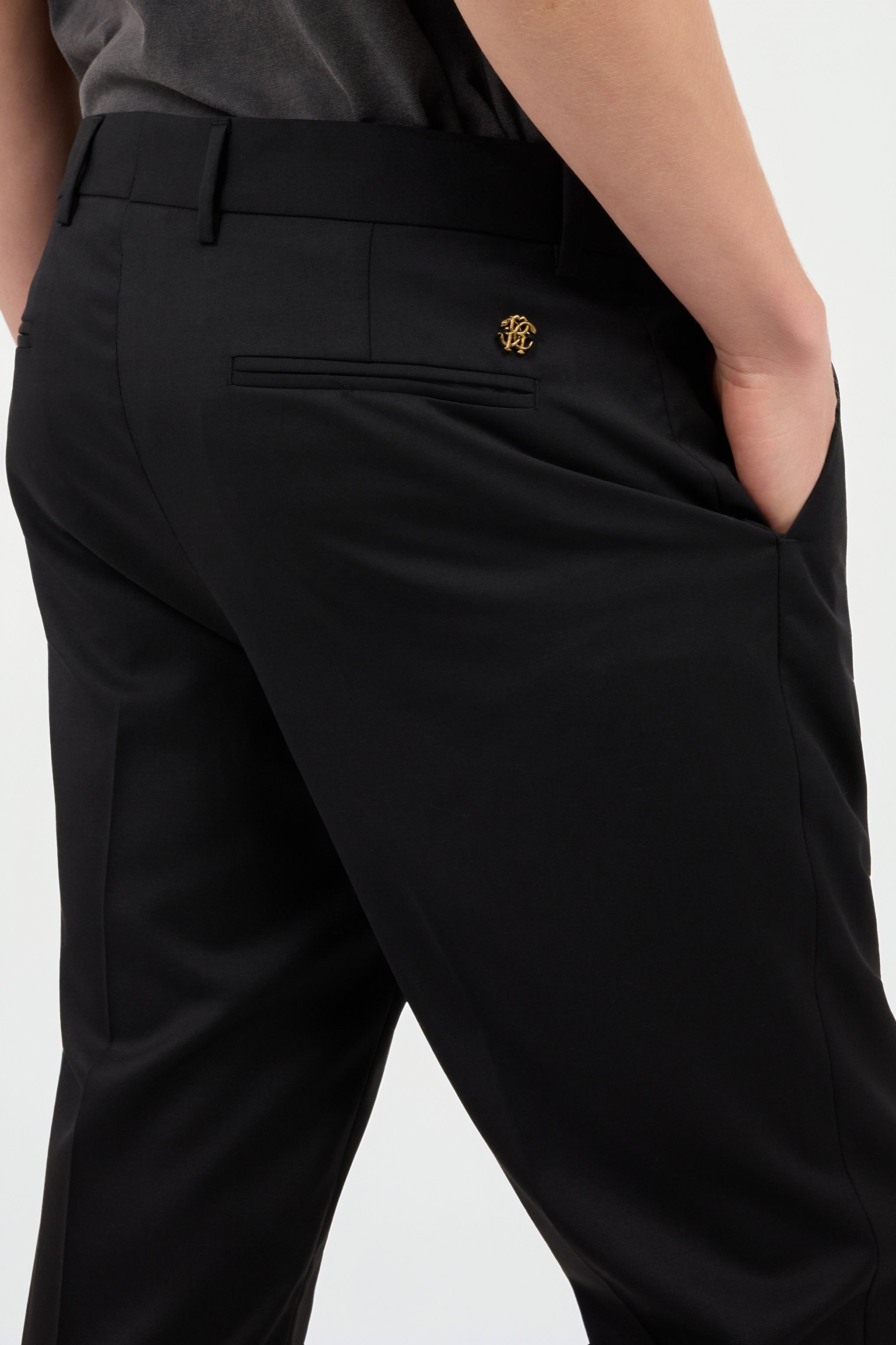 Black Wool Tailored Trousers