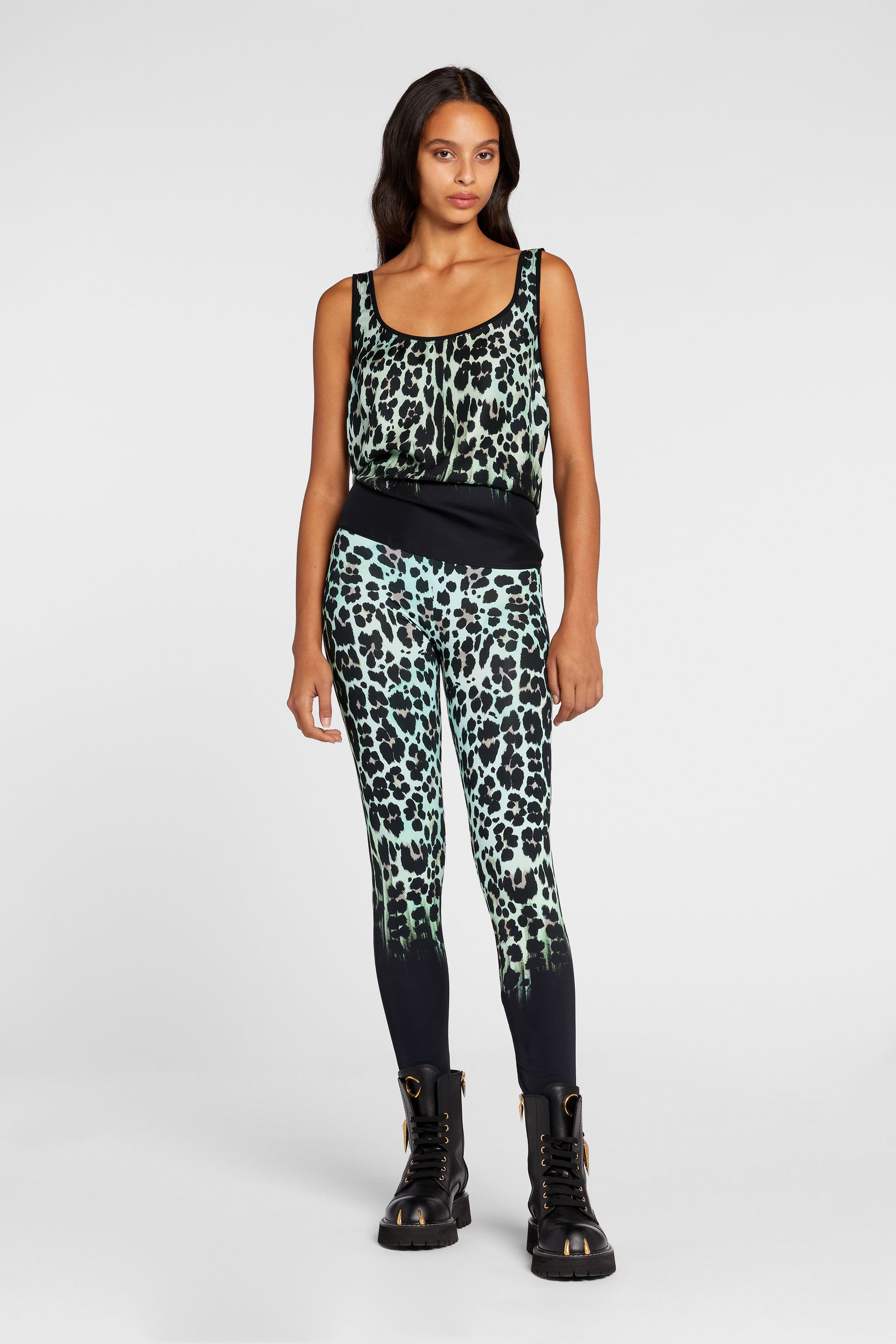  Roberto Cavalli Queen Of Sicily-print Sleeveless Silk Top - Female Blouses & Tops Light Green/black 50 