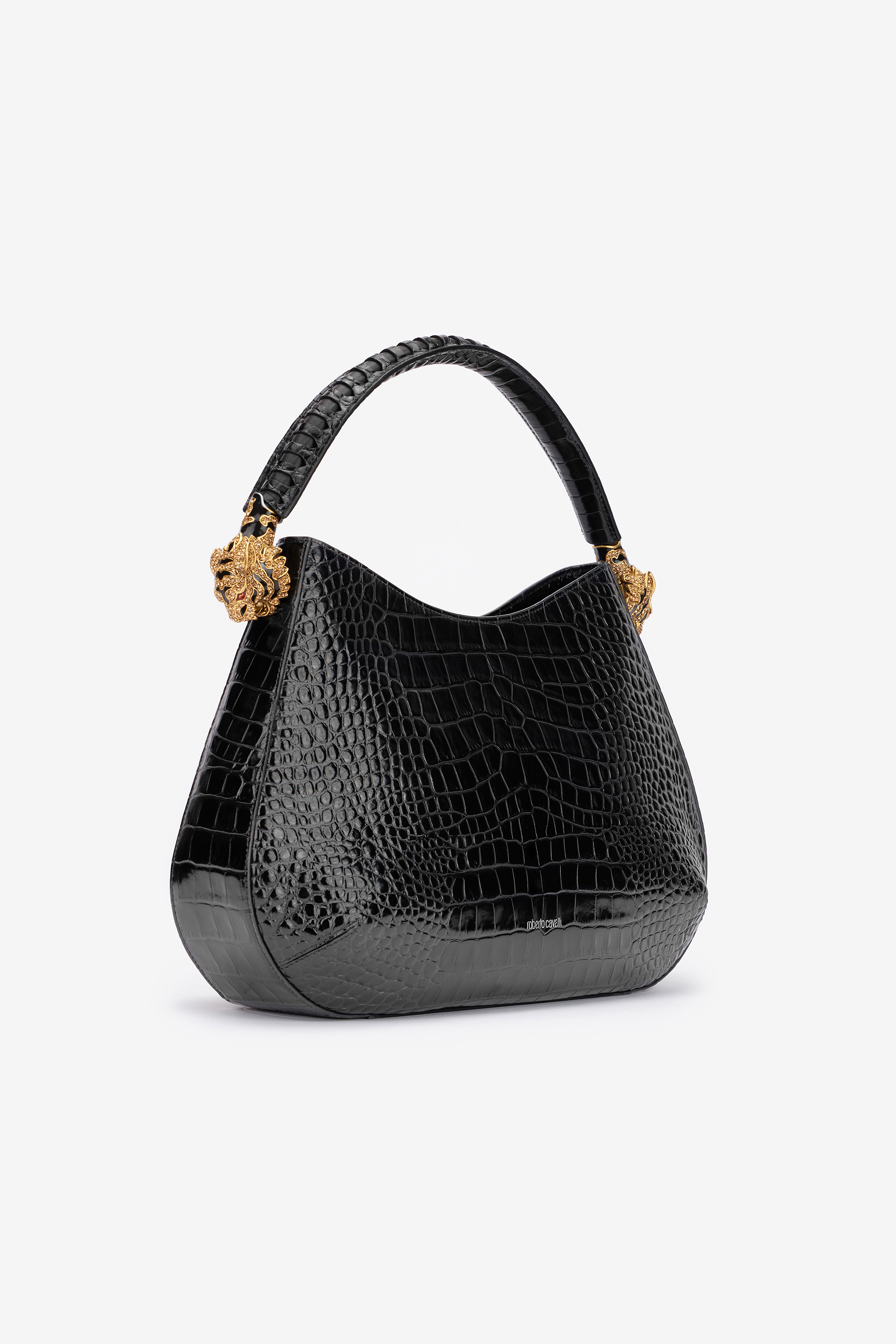 Roberto Cavalli Roar Big Hobo Handbag In Black