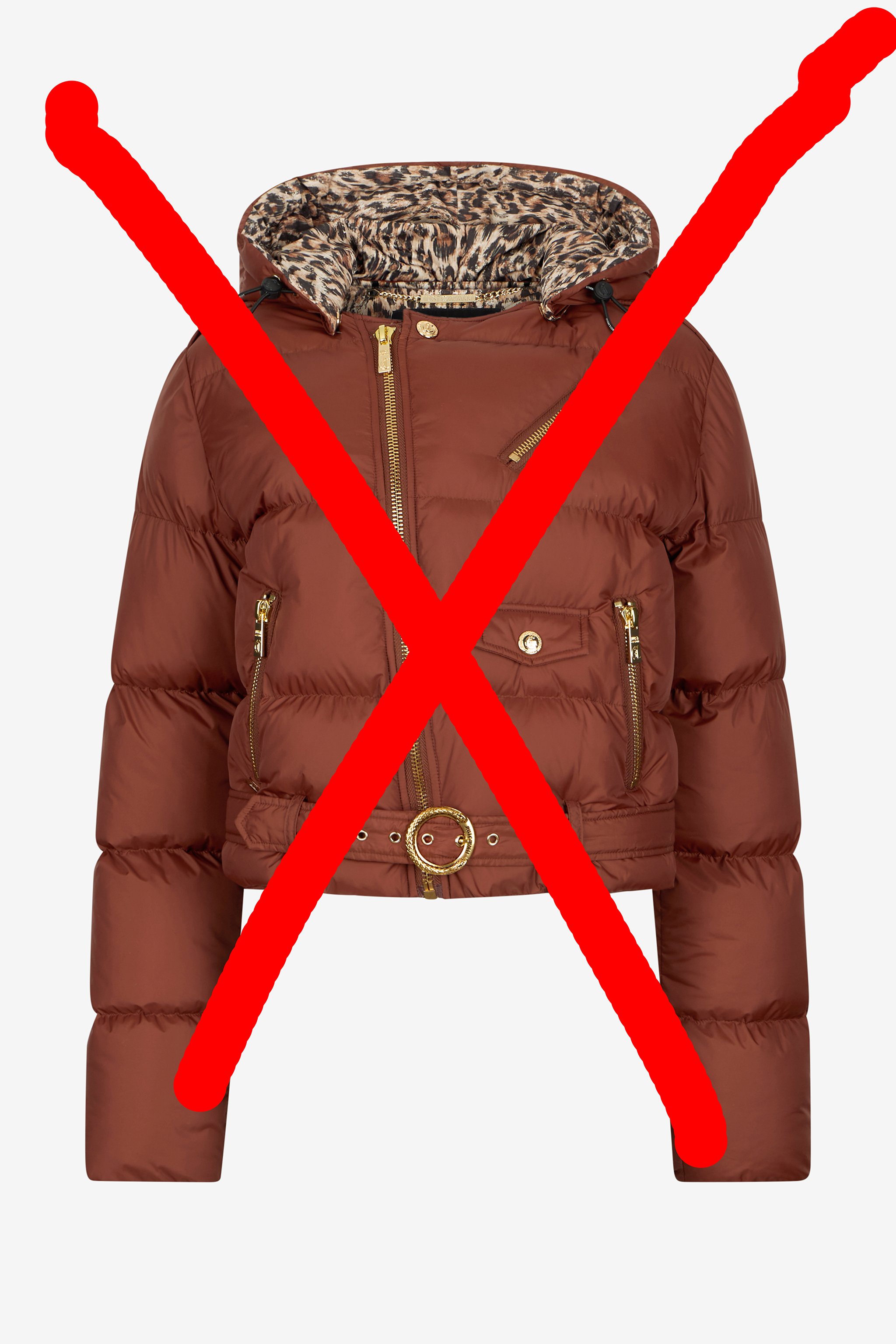 Roberto Cavalli Brown Puffer Coat With Belt In Brown