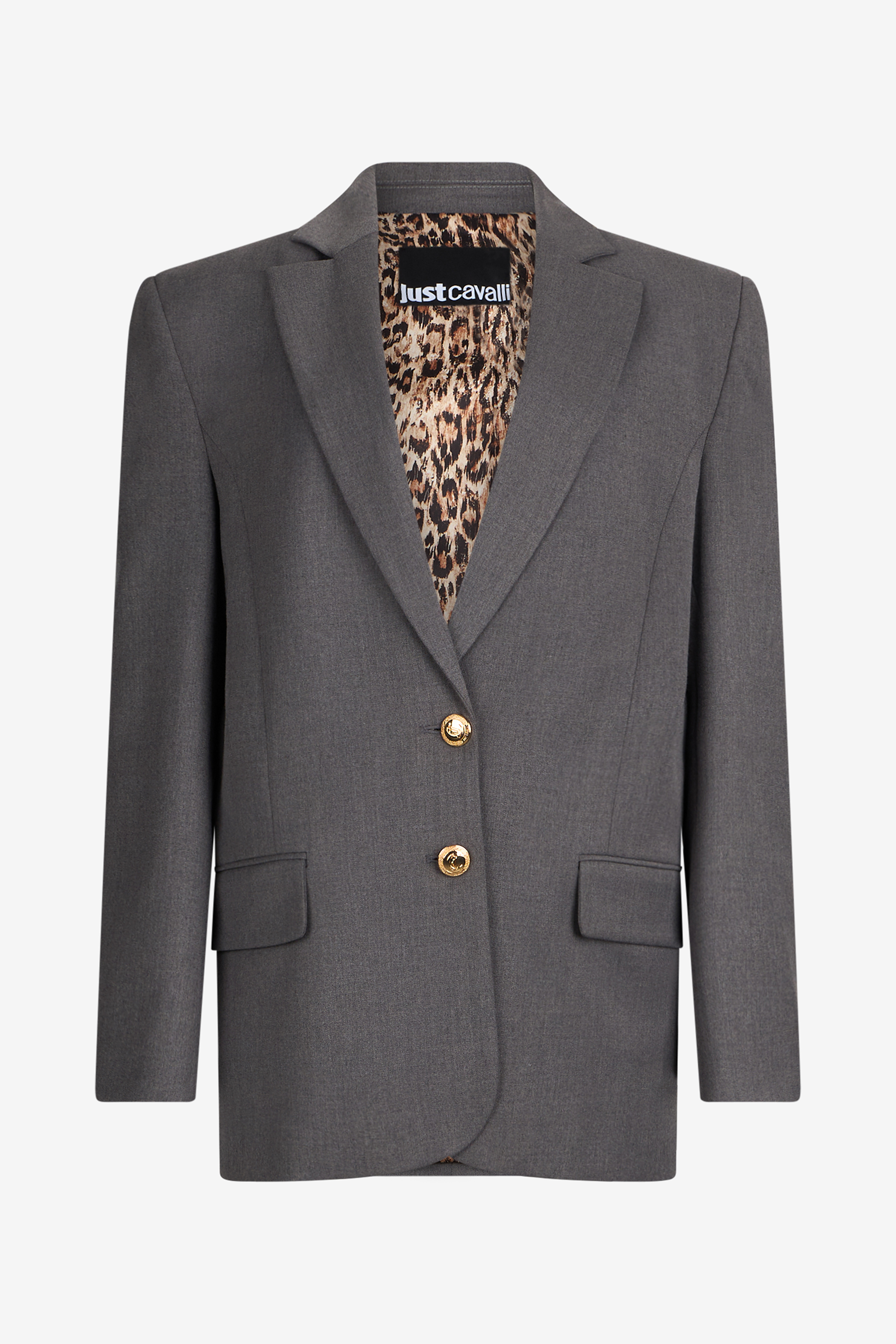 Roberto Cavalli Grey Blazer With Gold Buttons In Gray