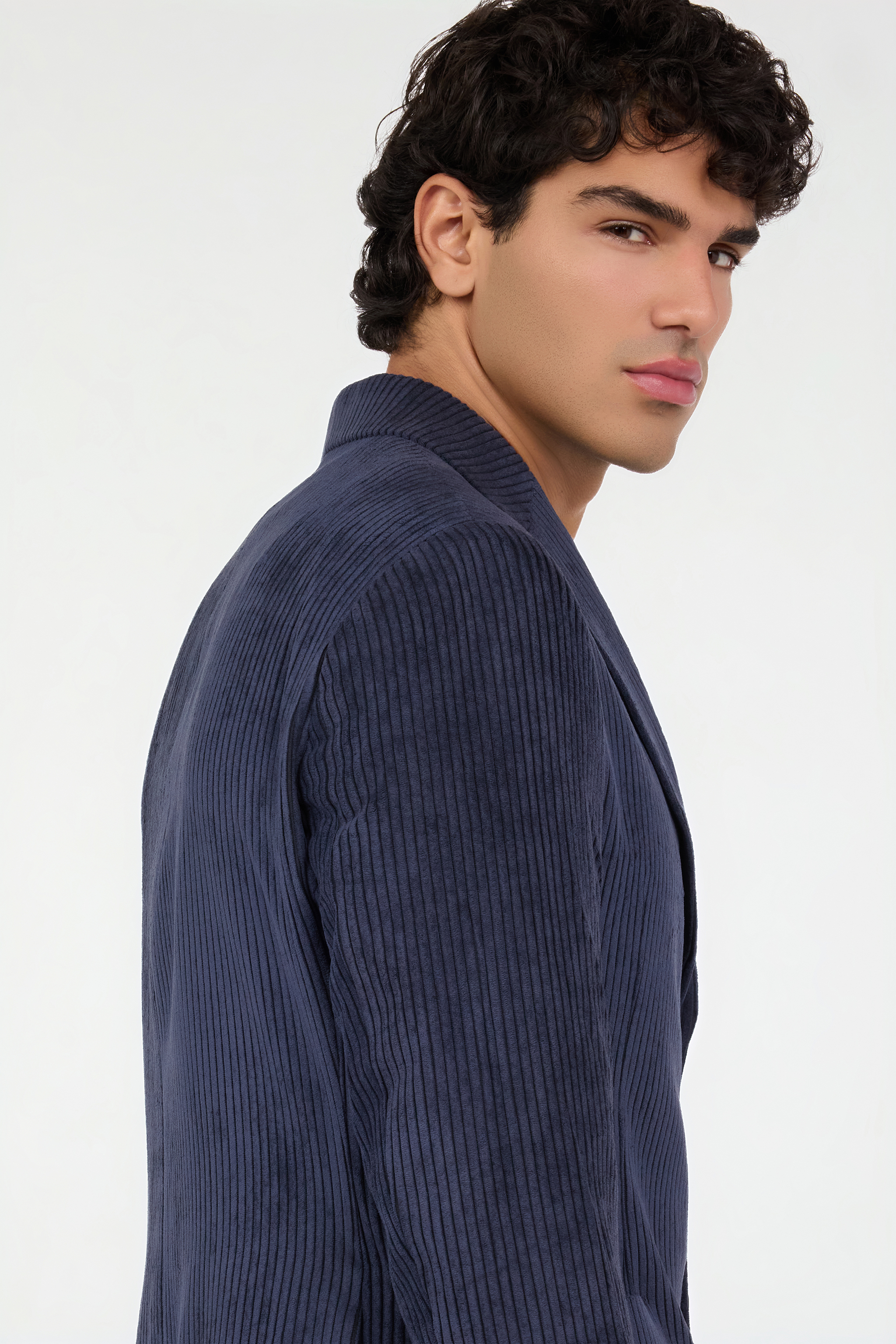 Navy Blue Ribbed Jacket