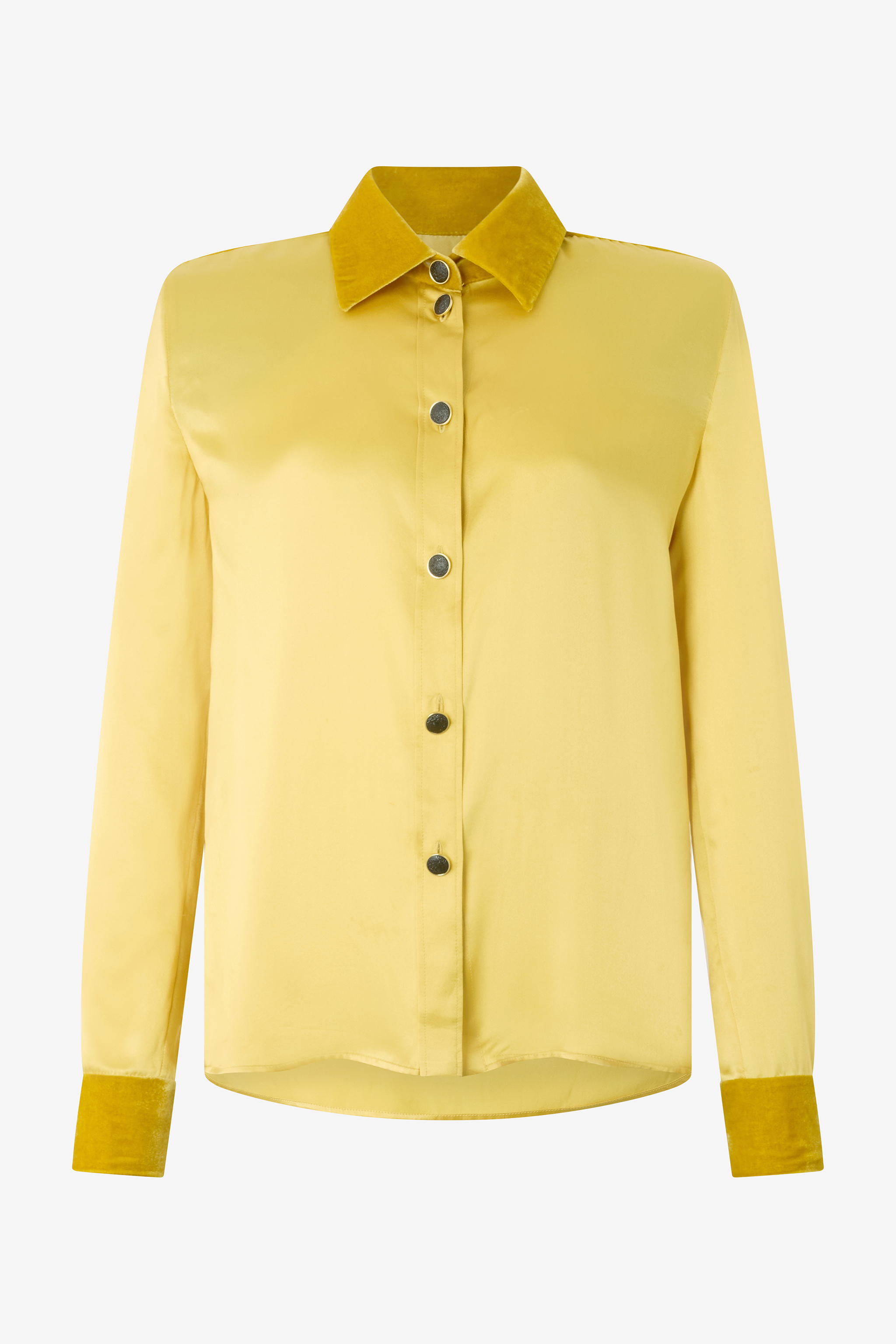 Roberto Cavalli Women's Ochre Silk Shirt With Velvet Inserts - Ocra