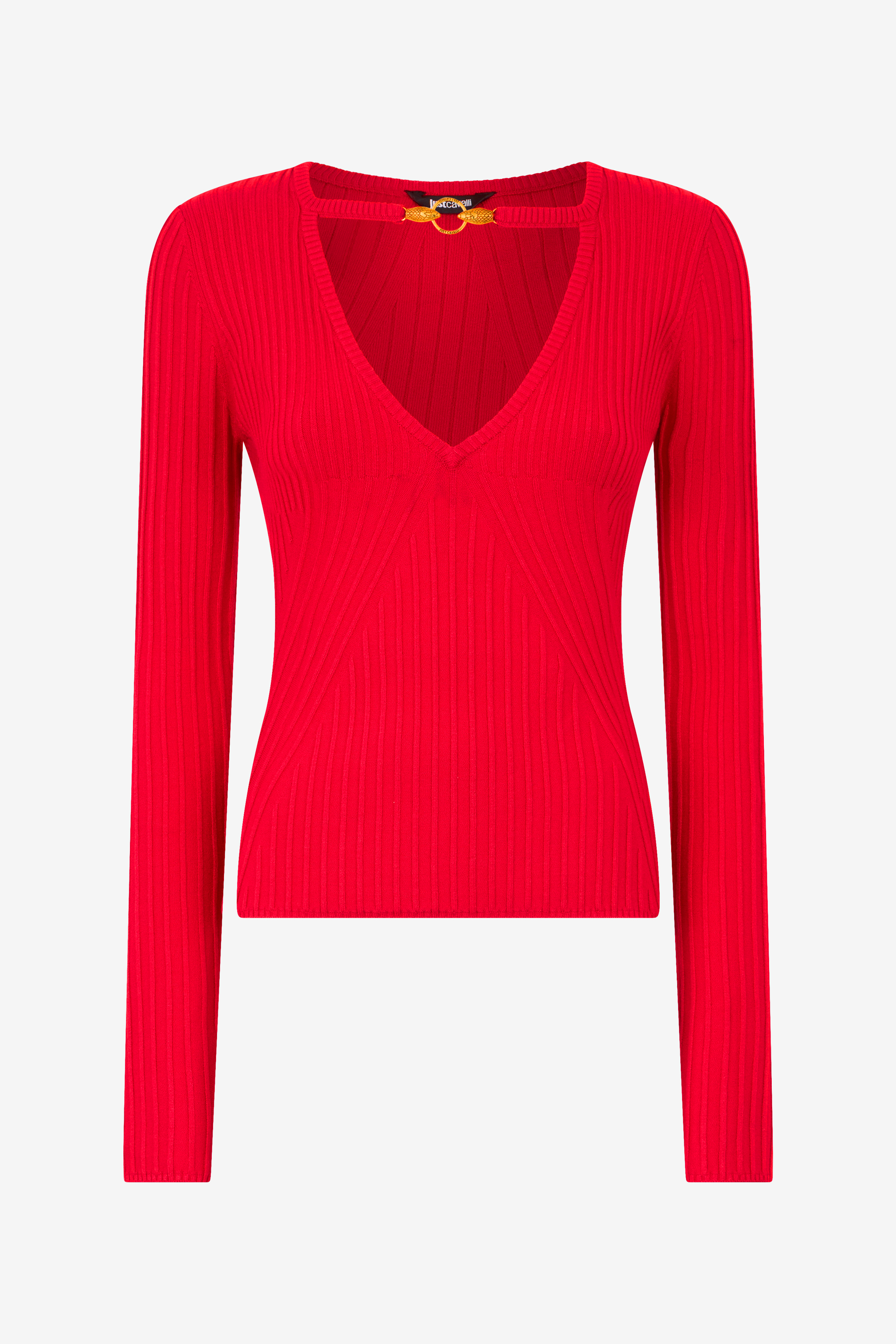 Roberto Cavalli Sweater With Snake Head Charms In Red