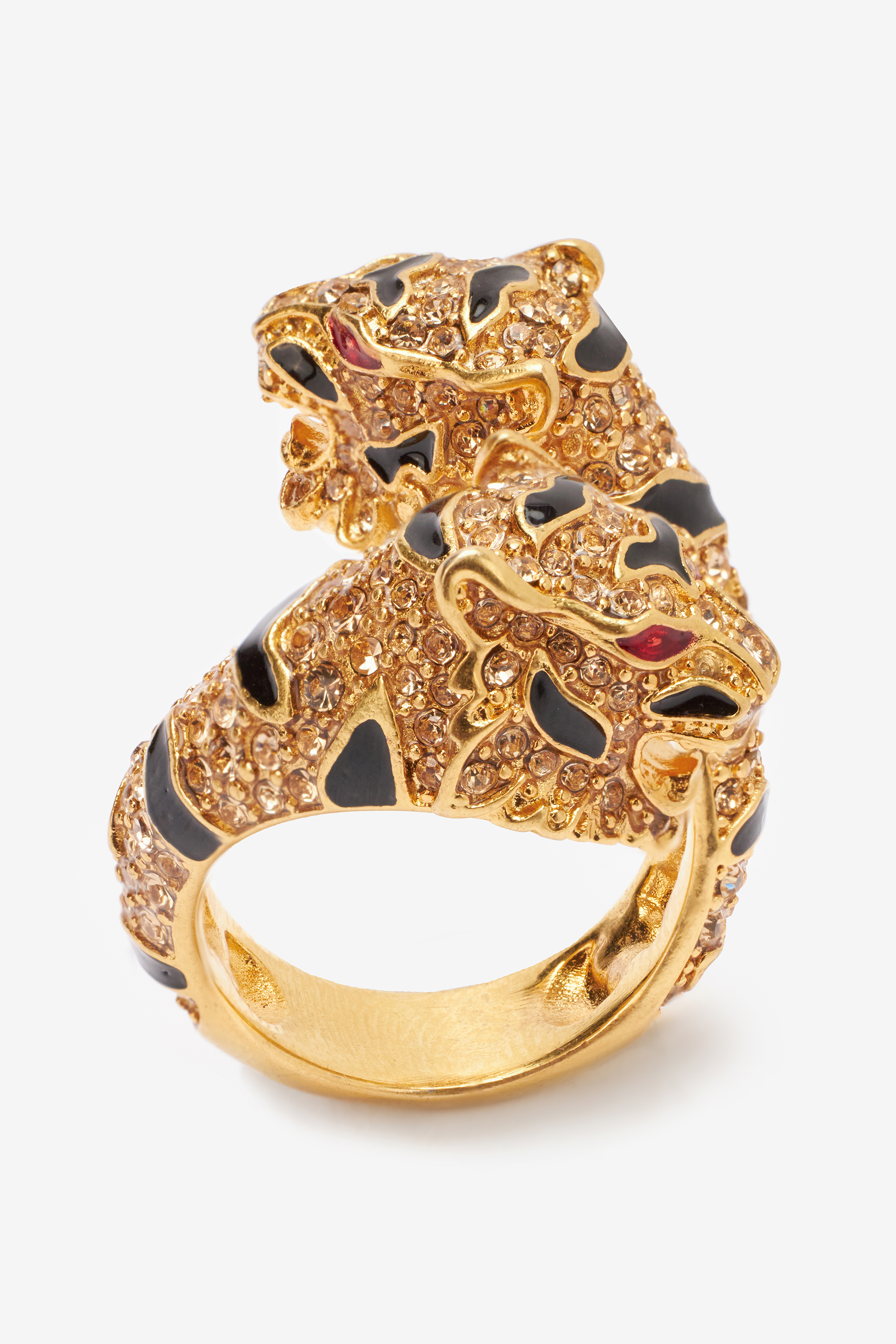 Ring with bejeweled tigers
