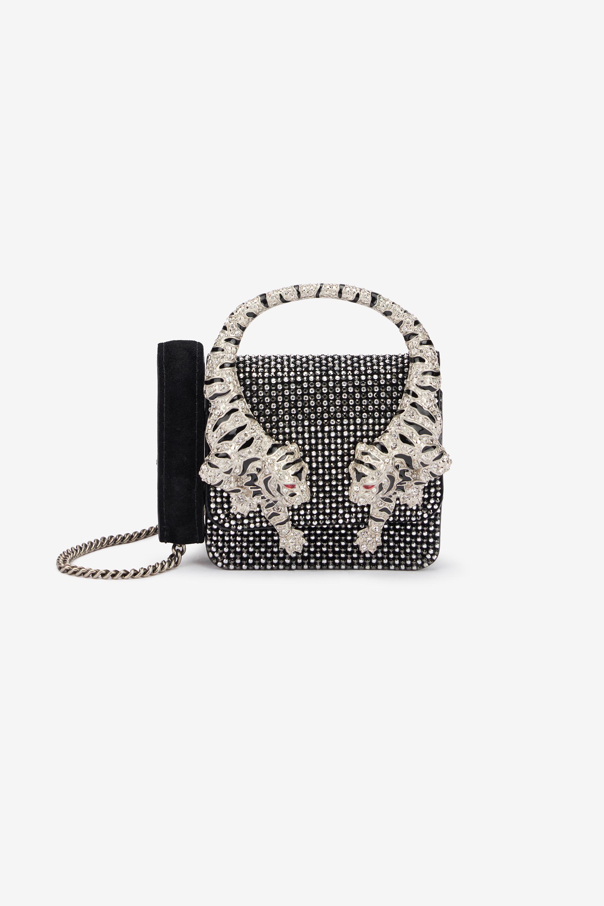 Roberto Cavalli Women's Black Roar Airpods Case With Sequins And Tigers - Mini Bags