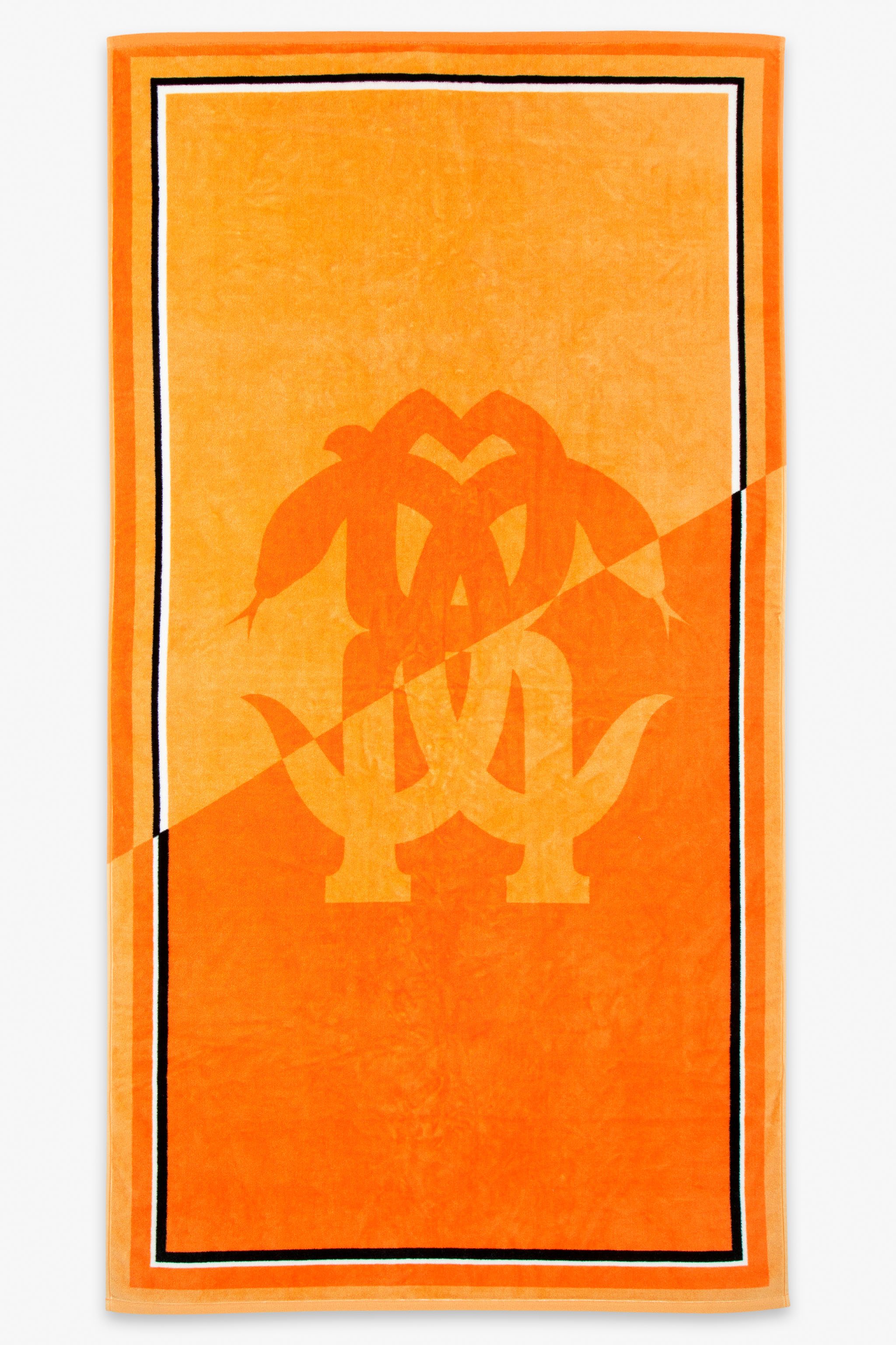 Roberto Cavalli Mirror Snake Print Beach Towel In Orange