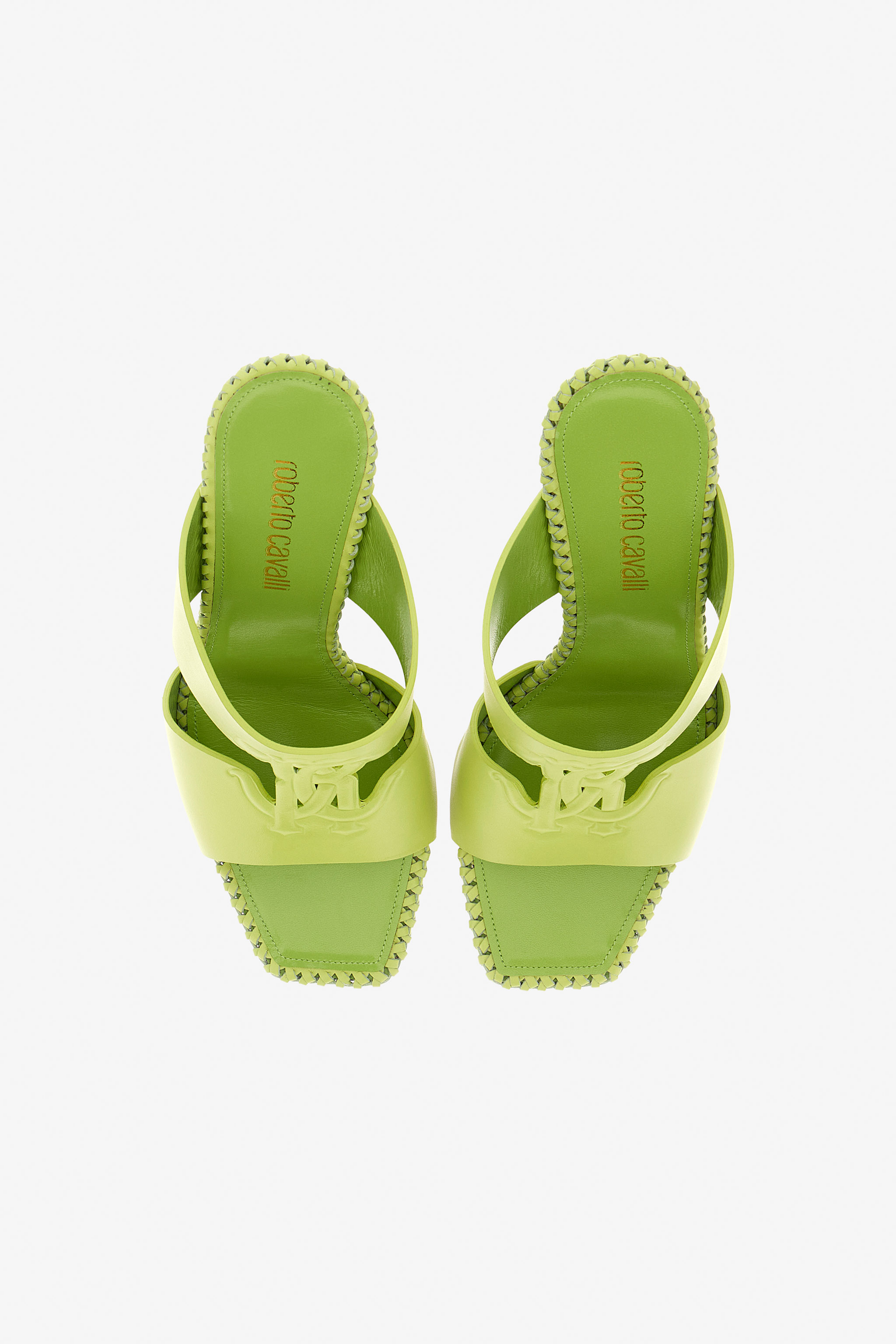 ROBERTO CAVALLI SANDALS WITH MONOGRAM MIRROR SNAKE
