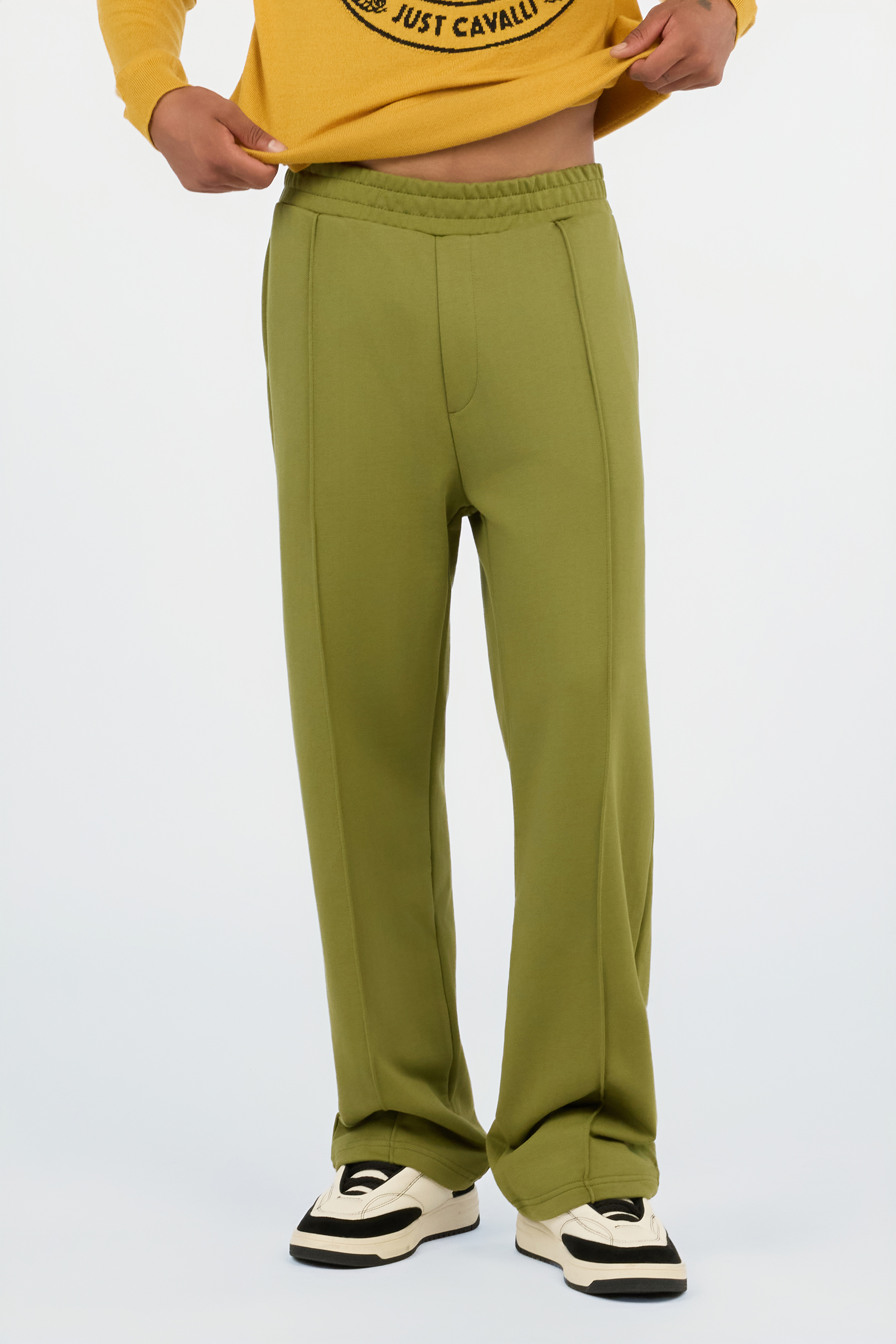 Green Pintuck Trousers