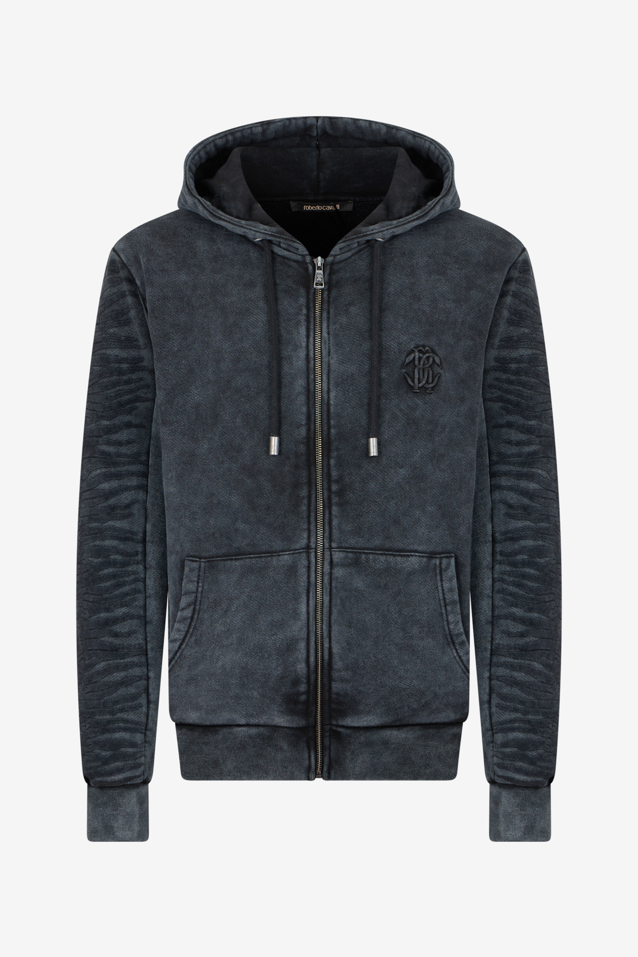 Black Washed Hoodie With Monogram RC in BLACK for Men | Roberto