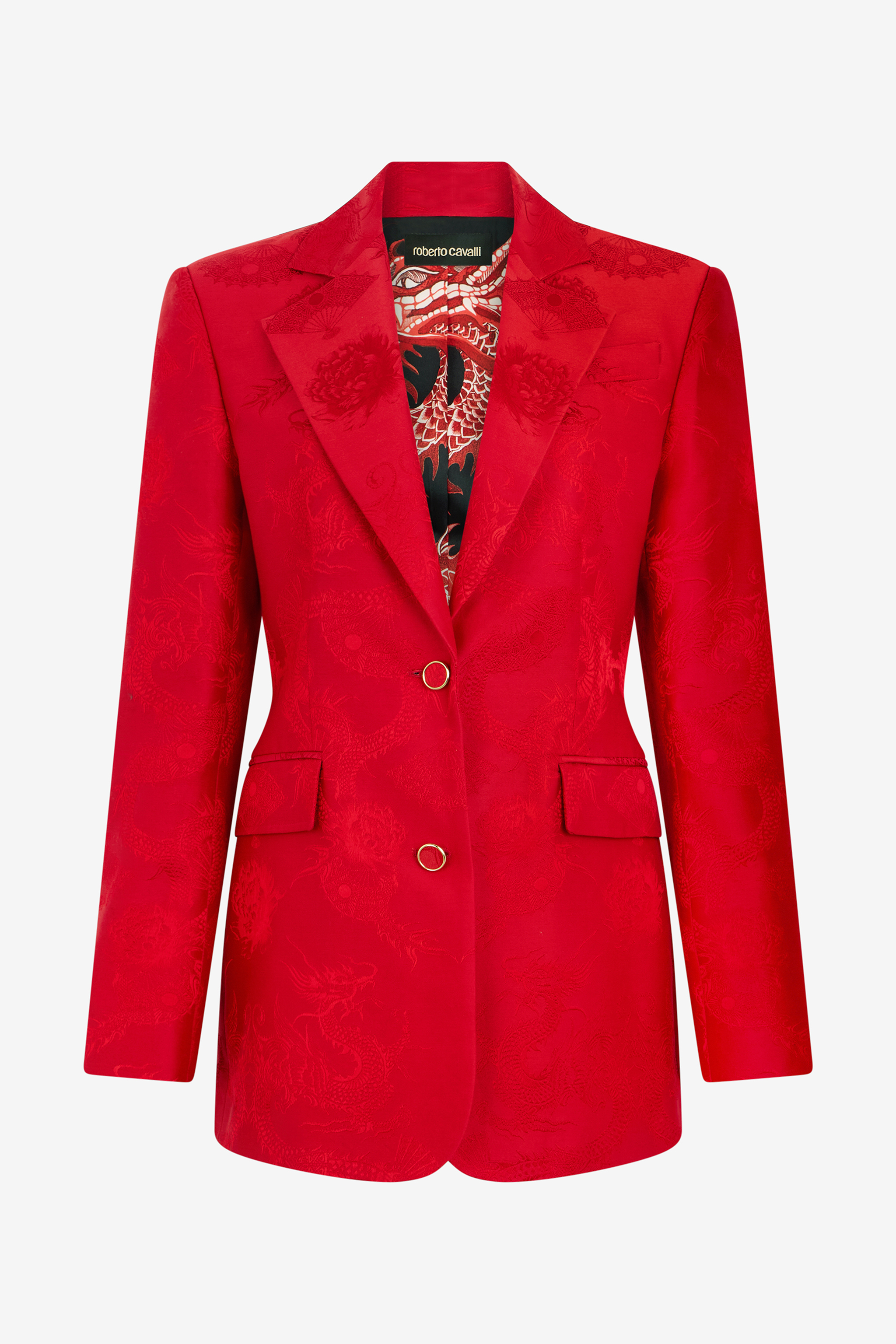 Roberto Cavalli Dark Red Jacket With Dragon Motif In Red